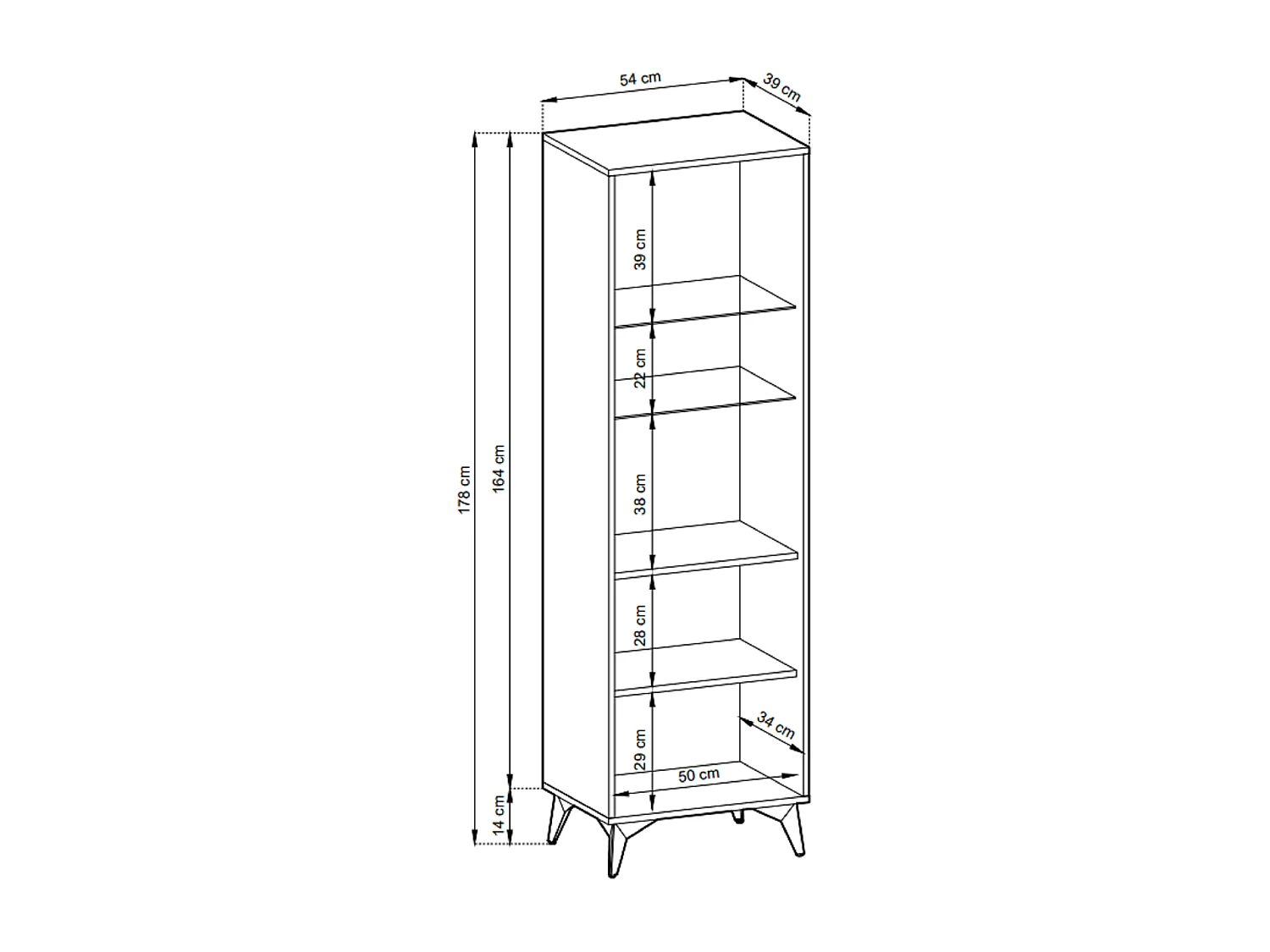 Vitrine 180 cm Emerald - style loft, vitrine haute, chêne Evoke