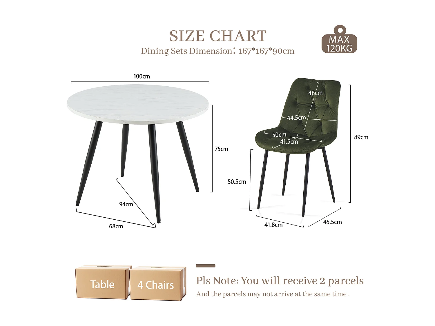 SONARA White Marble Round Dining Table and 4 Velvet Chairs Set Modern 4 Seater for Dining Room