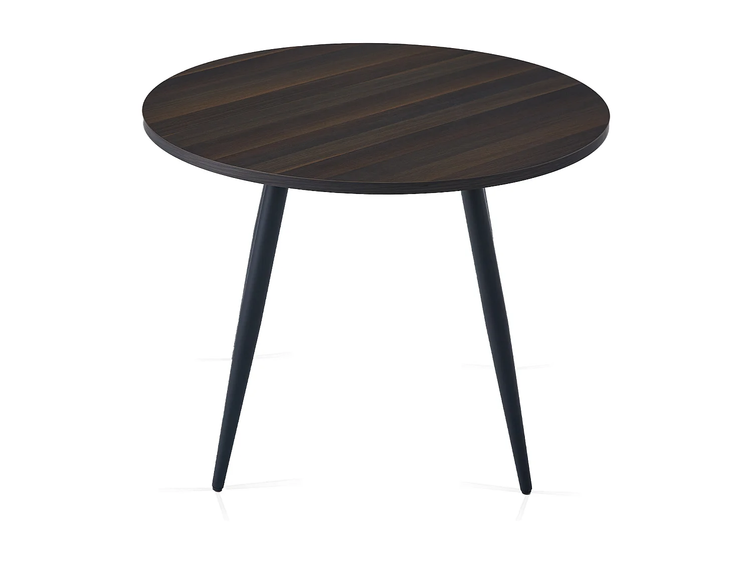 SONARA Modern Round Dark Walnut Dining Table with Velvet Chairs, 4 Seater Set