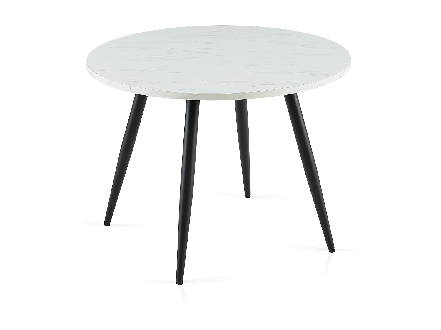 SONARA Modern Round White Marble Dining Table with Velvet Chairs, 4 Seater Set