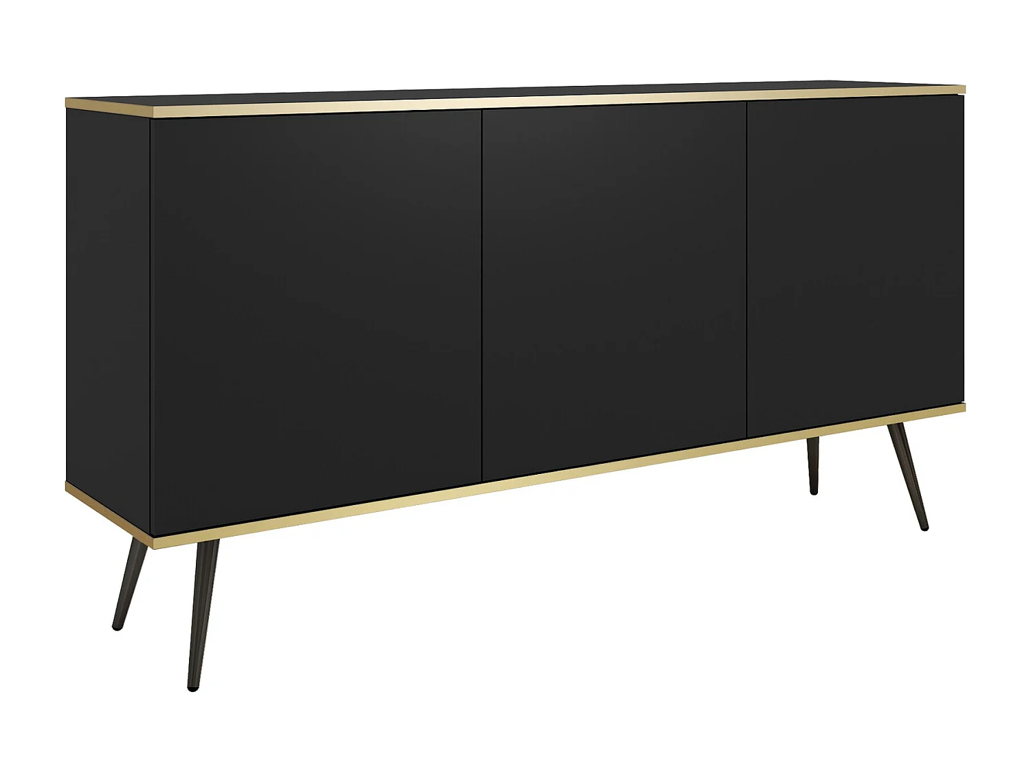 Driedelige commode Rodi 160 cm, voor de woonkamer op poten - zwart