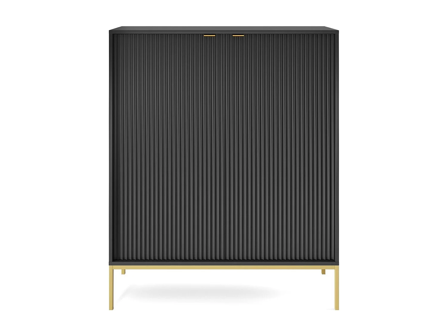 Commode 100 cm Galla - Commode 2 portes pour salon - style moderne, Noir + Or