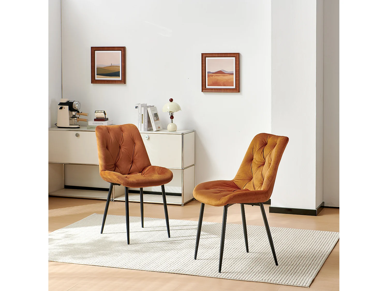 SONARA Black Marble Round Dining Table and Velvet Chairs Set, Modern 4 Seater for Dining Room