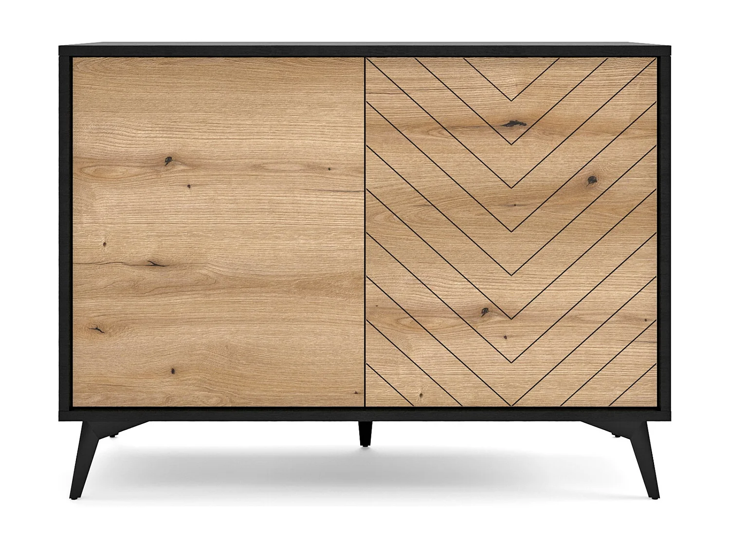 Petite commode Loft Emerald - buffet 100 cm avec pieds en métal, chêne Evoke