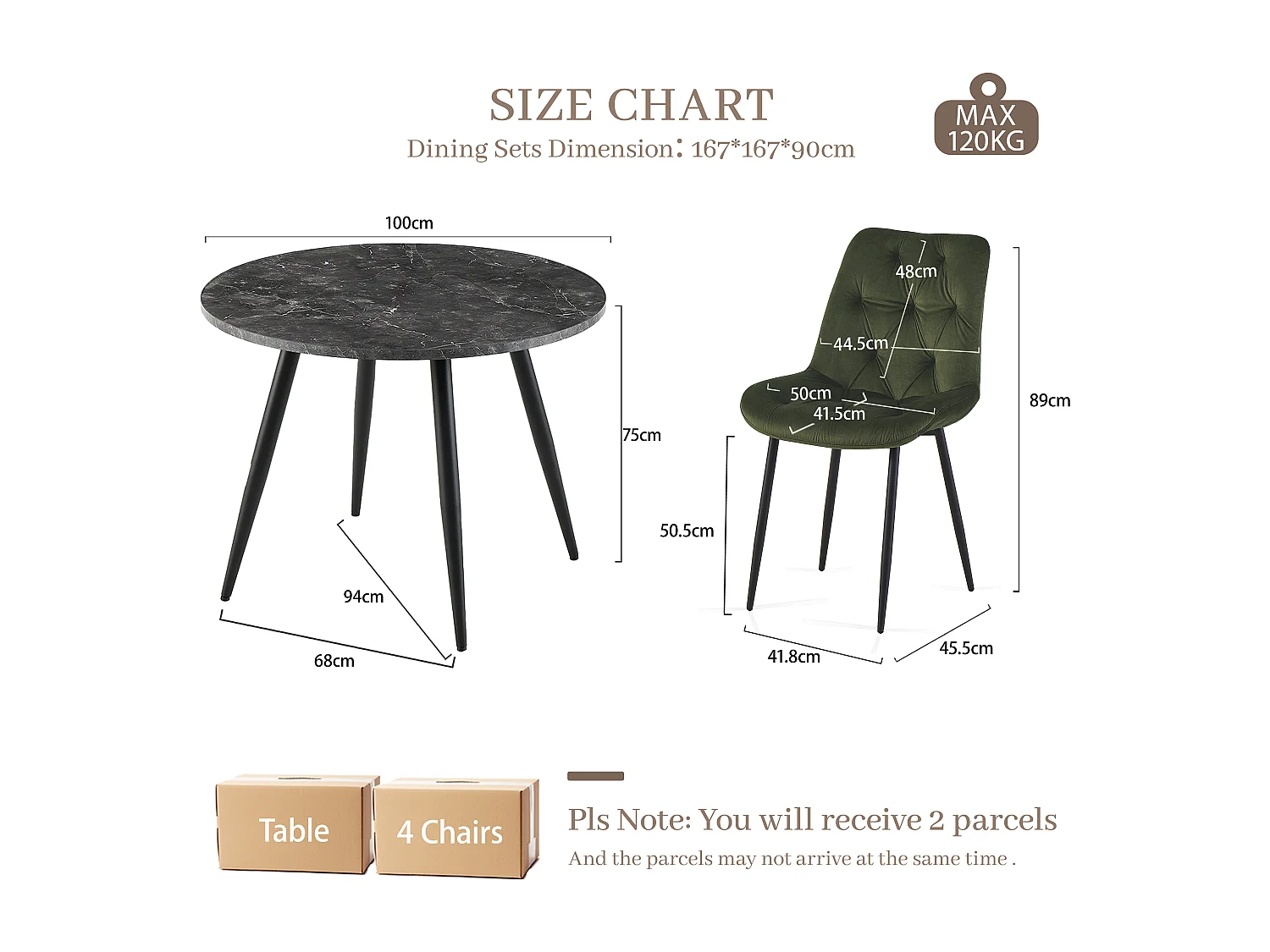 SONARA Black Marble Round Dining Table and Velvet Chairs Set, Modern 4 Seater for Dining Room
