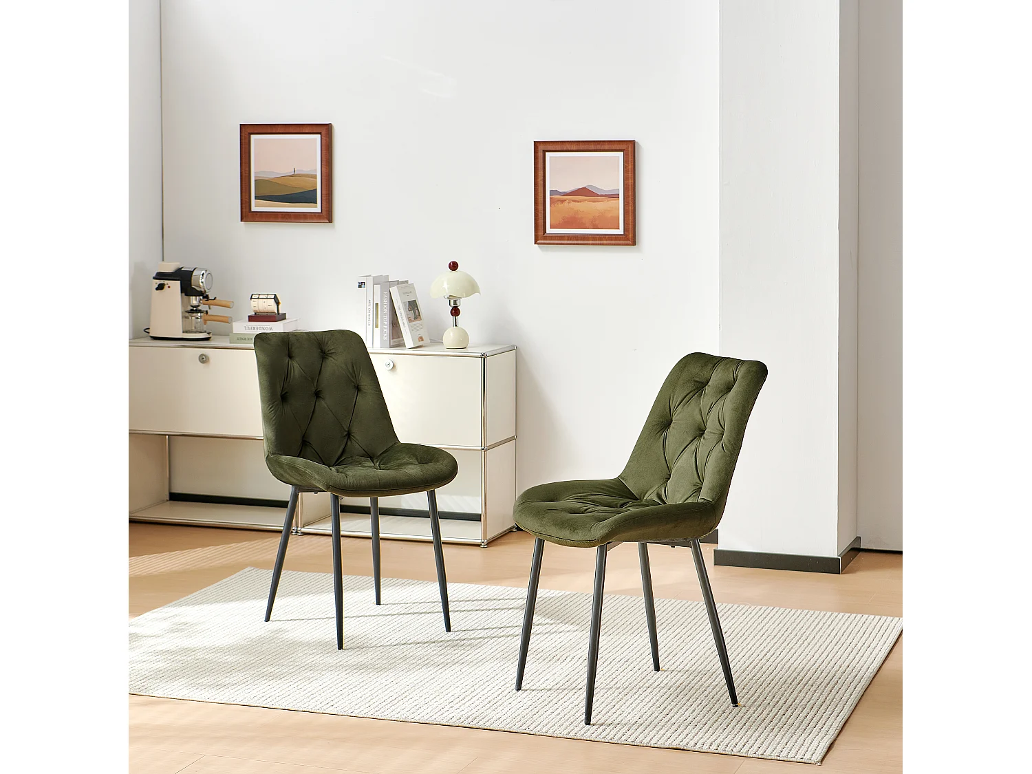 SONARA Black Marble Round Dining Table and Velvet Chairs Set, Modern 4 Seater for Dining Room