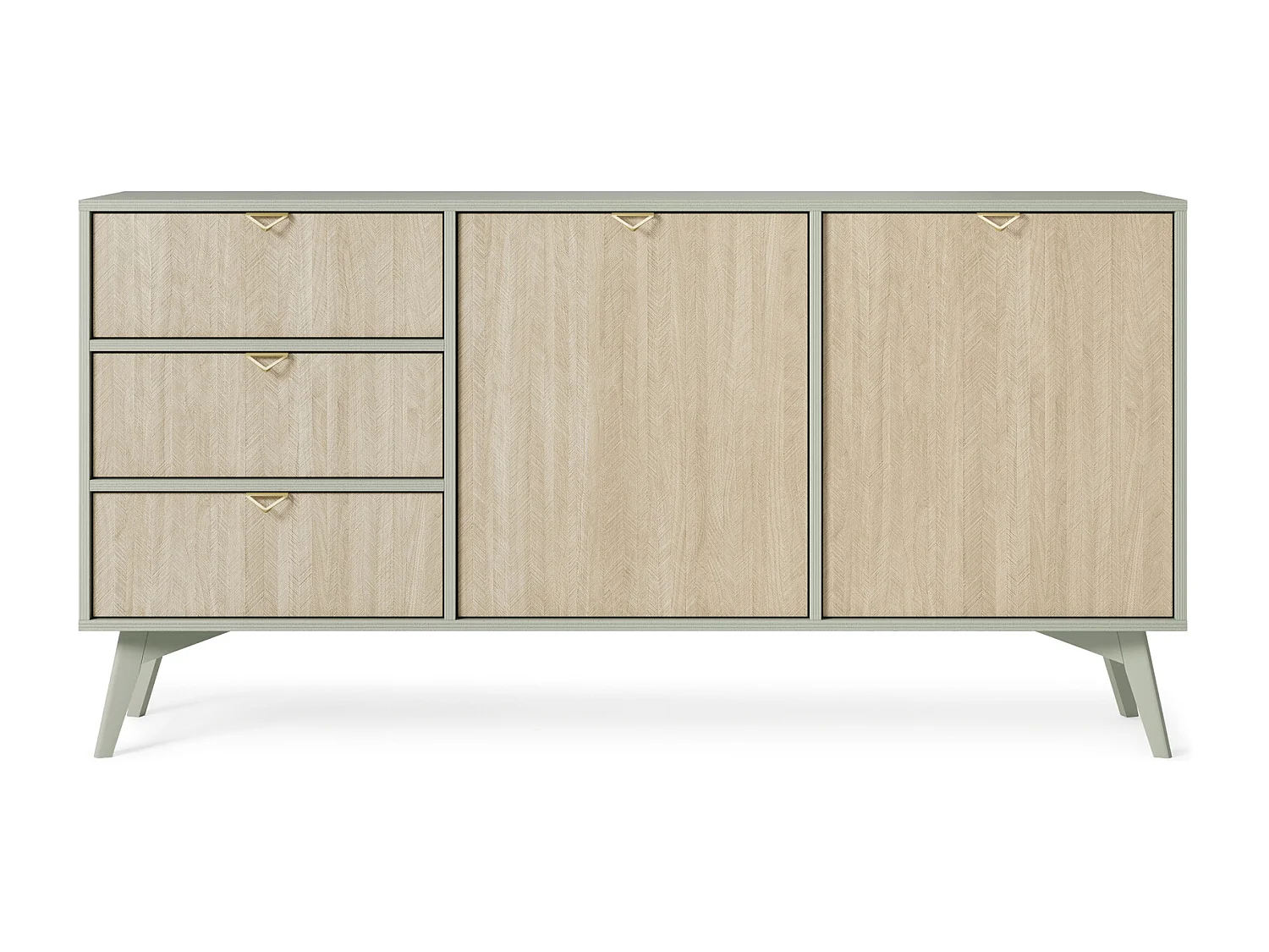 Commode 150 cm Wood - Dressoir op poten, modern, boho-stijl, Eucalyptus