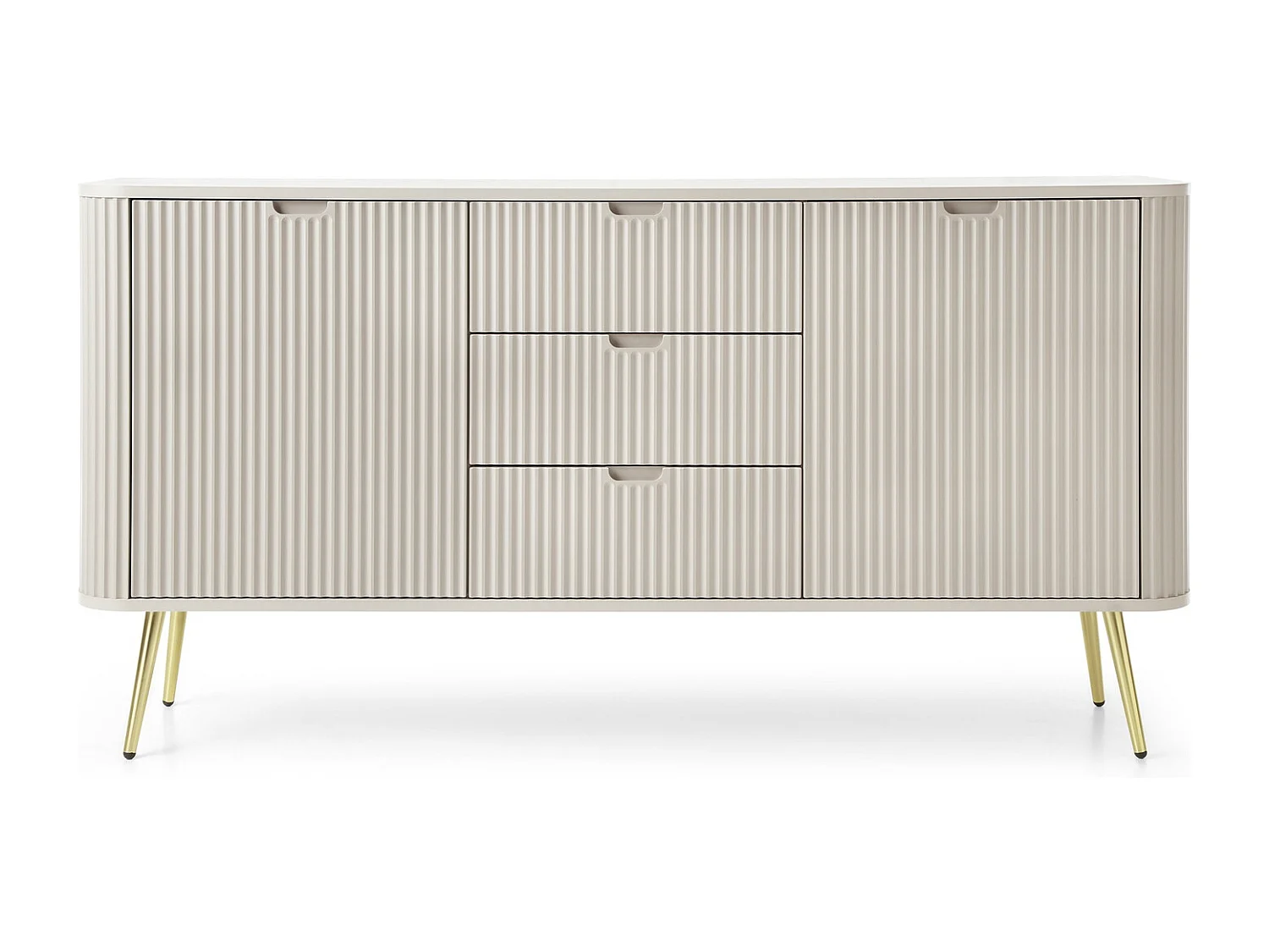 Commode avec tiroirs Gerly sur pieds - buffet 170 cm, 2 portes, cachemire + or