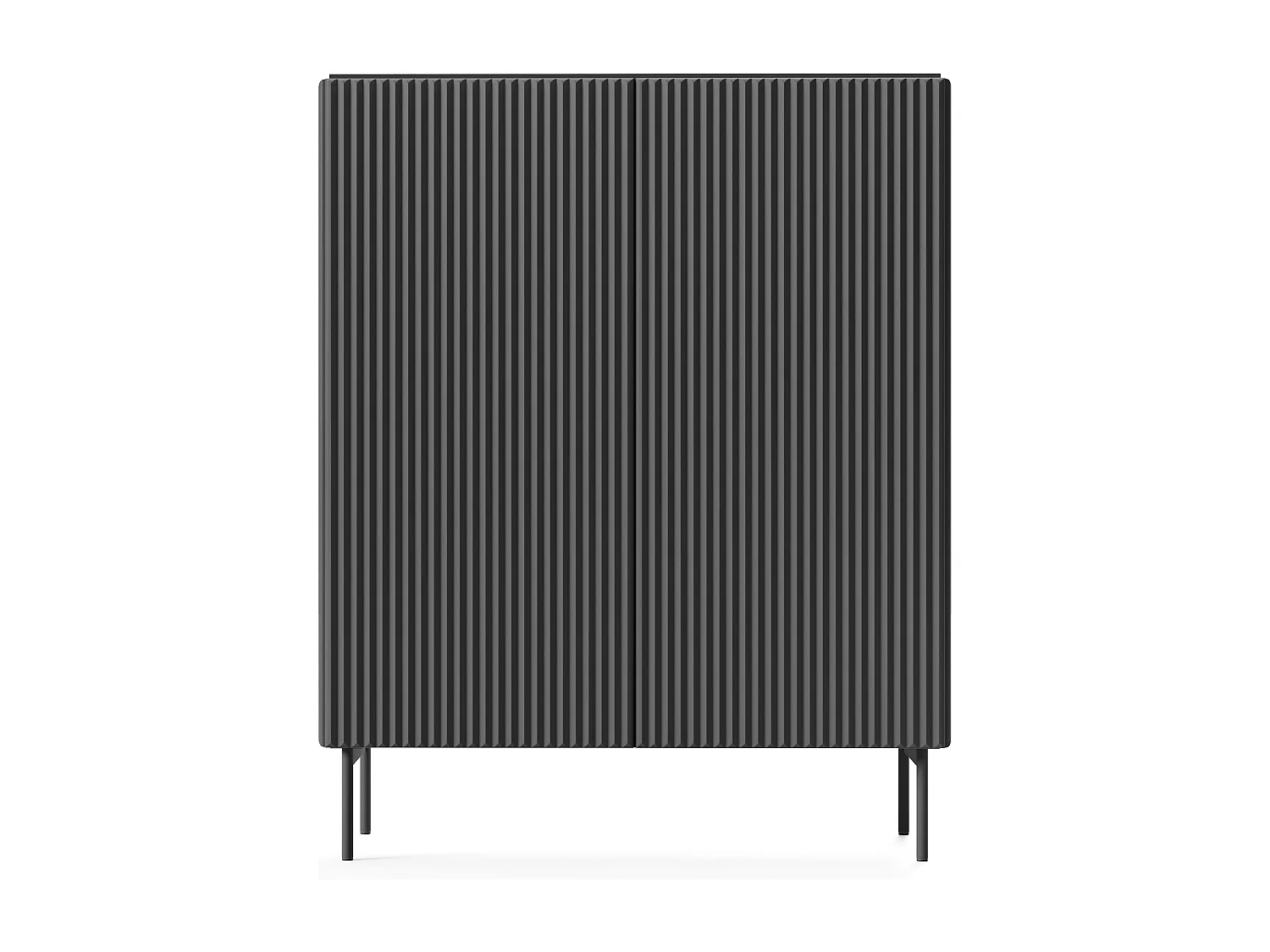 Commode noir 100 cm Galiano sur pieds hauts - commode haute à façades rainurées pour le salon