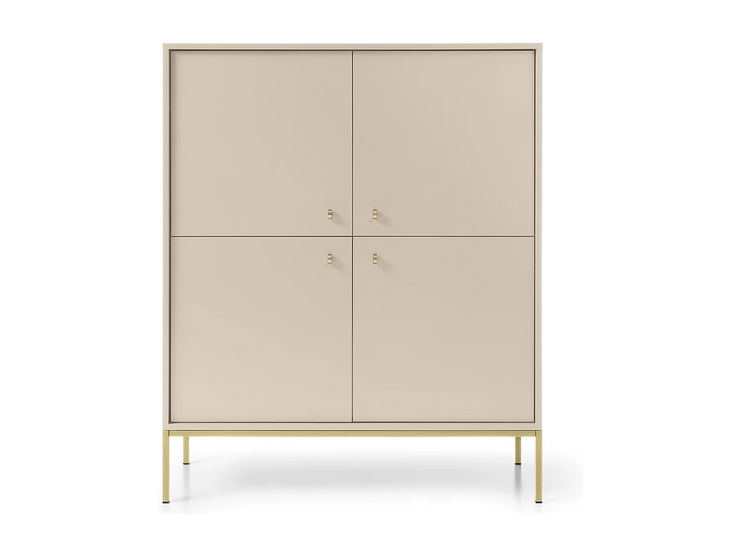 Buffet 4 portes Monti - pieds, commode 125 cm, beige + or