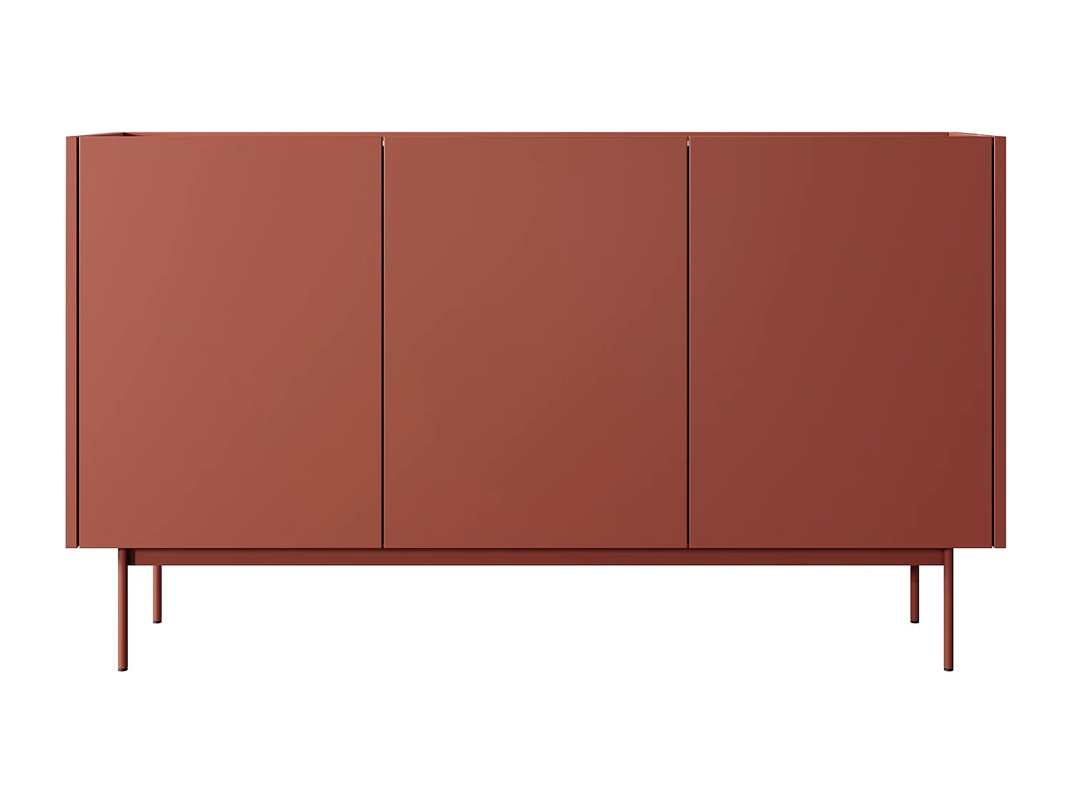 Commode 3 portes Laris sur pieds - buffet 145 cm, moderne, rouge
