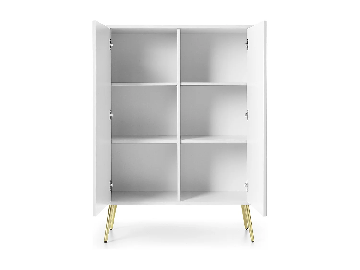 Buffet 100 cm Gerly - commode avec façades rainurées, 2 portes, blanc + or