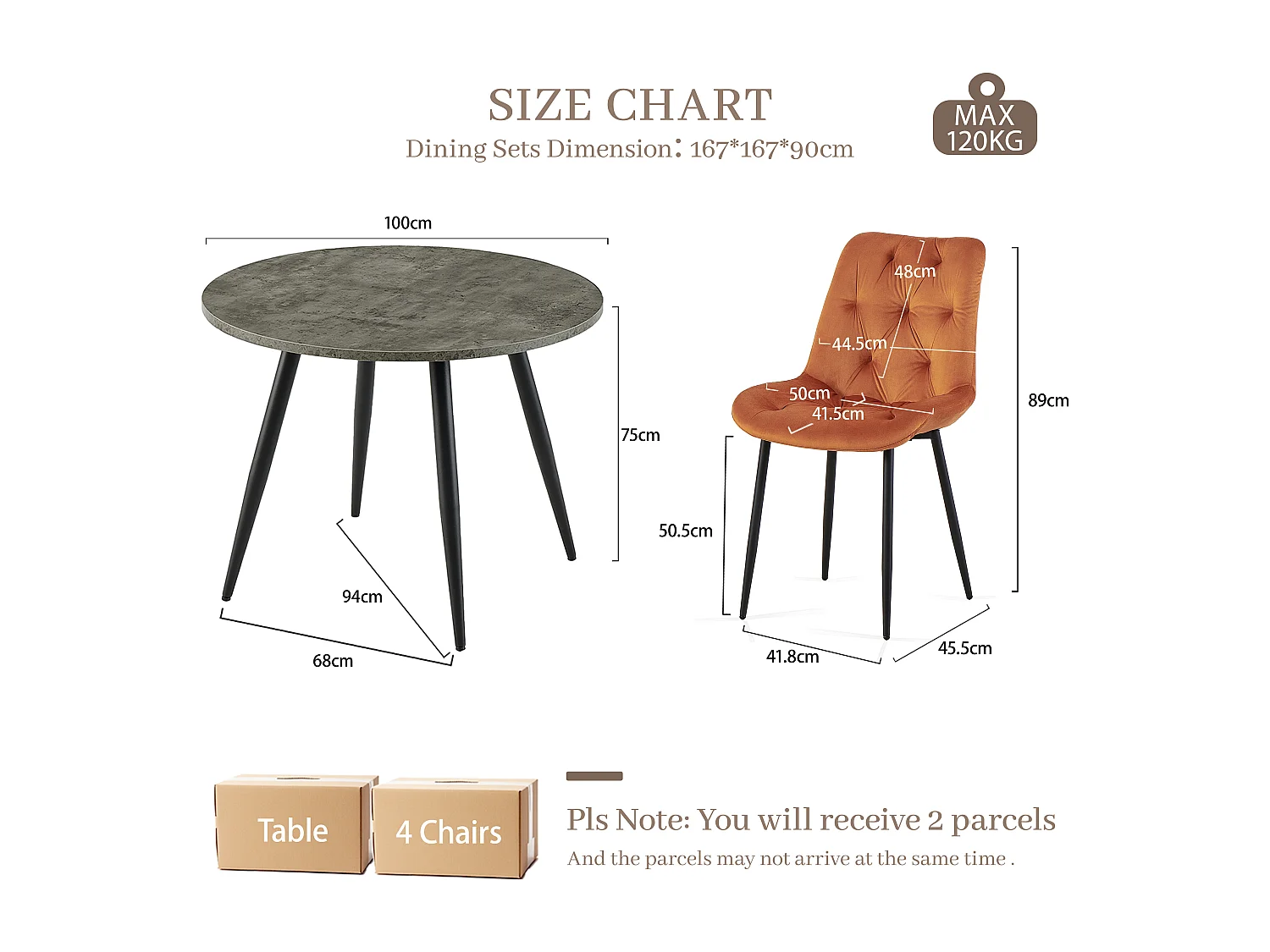 SONARA Grey Marble Round Dining Table and Velvet Chairs Set, Modern 4 Seater for Dining Room