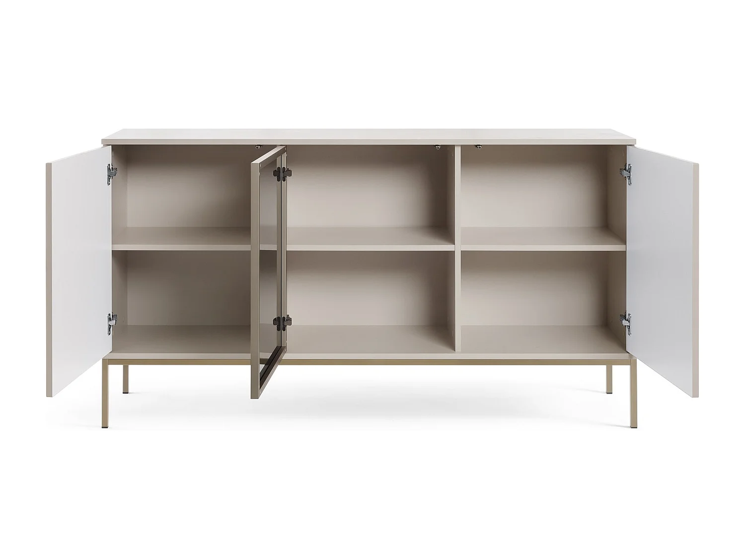 Commode 150 cm Haller - Commode avec éclairage LED, Lamelles - Commode 3 Portes, Loft, Industriel, Cachemire