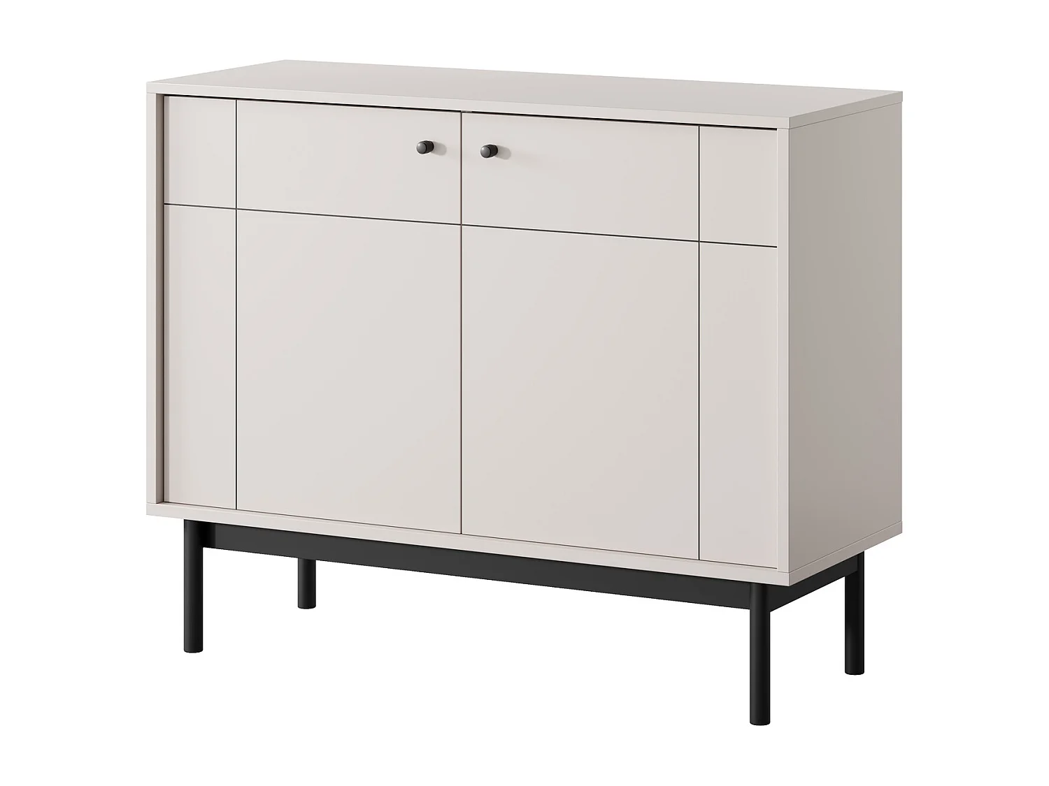 Commode 100 cm voor de woonkamer Lunaris, houten commode op poten, 2-deurs - kasjmier