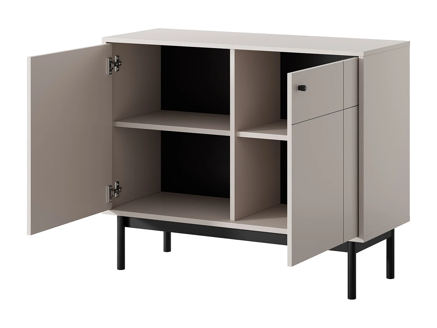Commode 100 cm voor de woonkamer Lunaris, houten commode op poten, 2-deurs - kasjmier