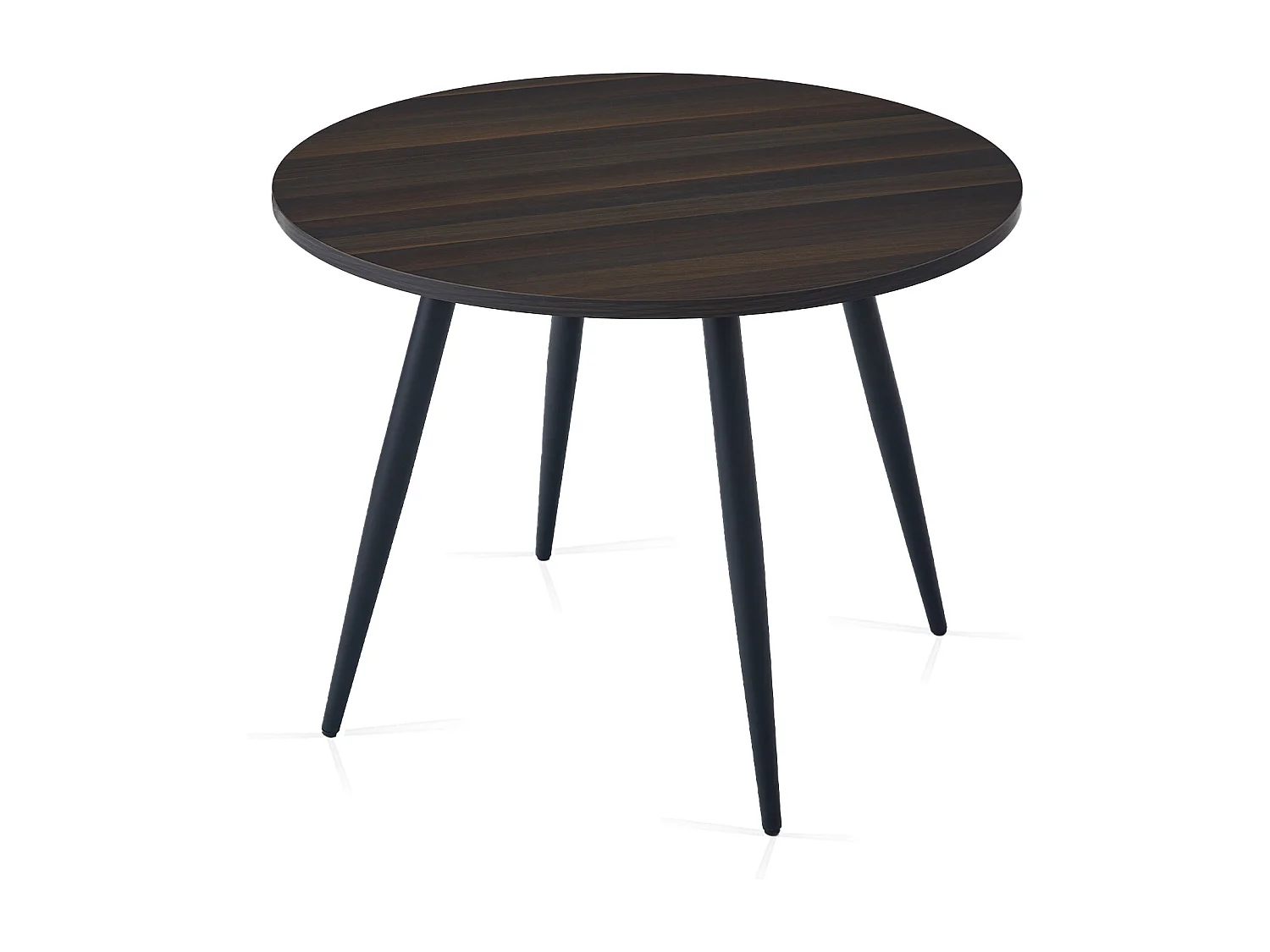 SONARA Modern Round Dark Walnut Dining Table with Velvet Chairs, 4 Seater Set