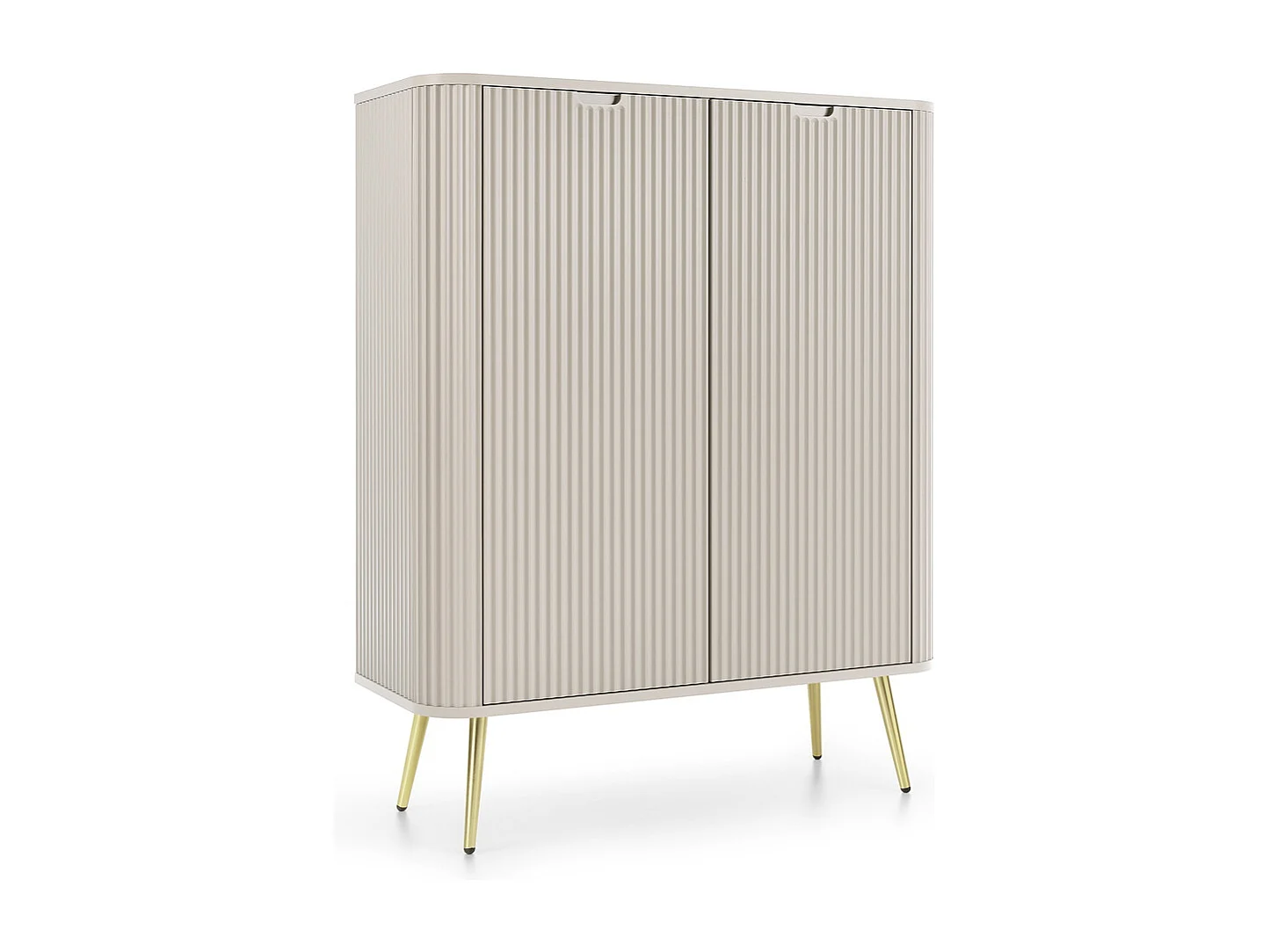 Buffet 100 cm Gerly - commode avec façades rainurées, 2 portes, cachemire + or