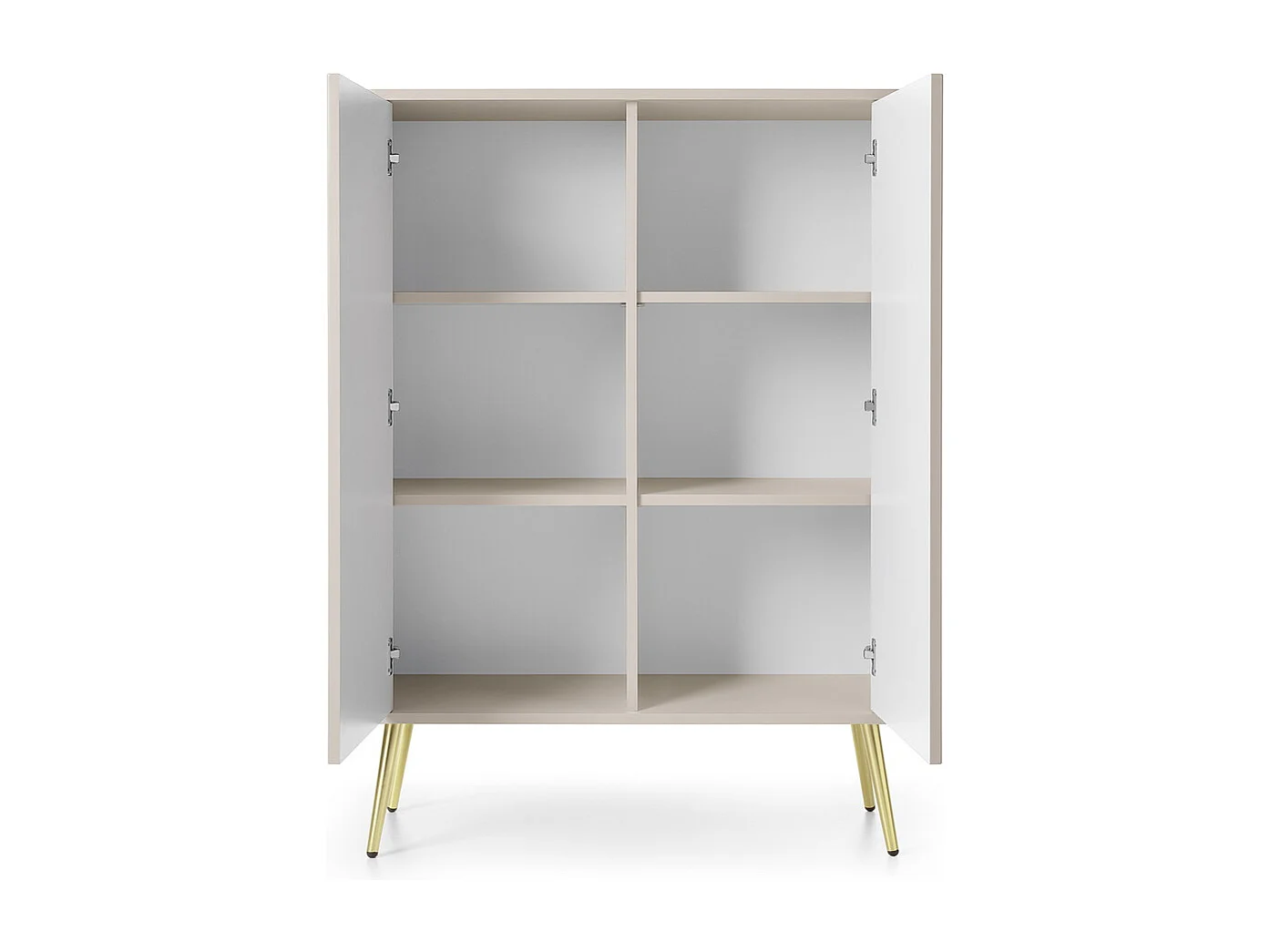 Buffet 100 cm Gerly - commode avec façades rainurées, 2 portes, cachemire + or