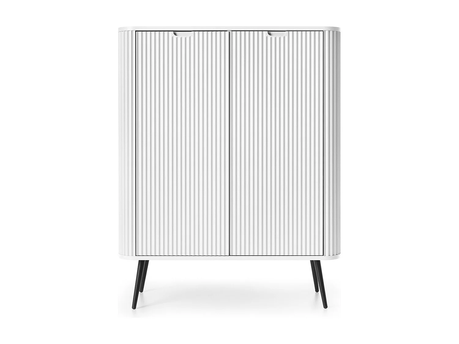 Dressoir 100 cm Gerly - commode met geribbelde fronten, 2 deuren, wit + zwart