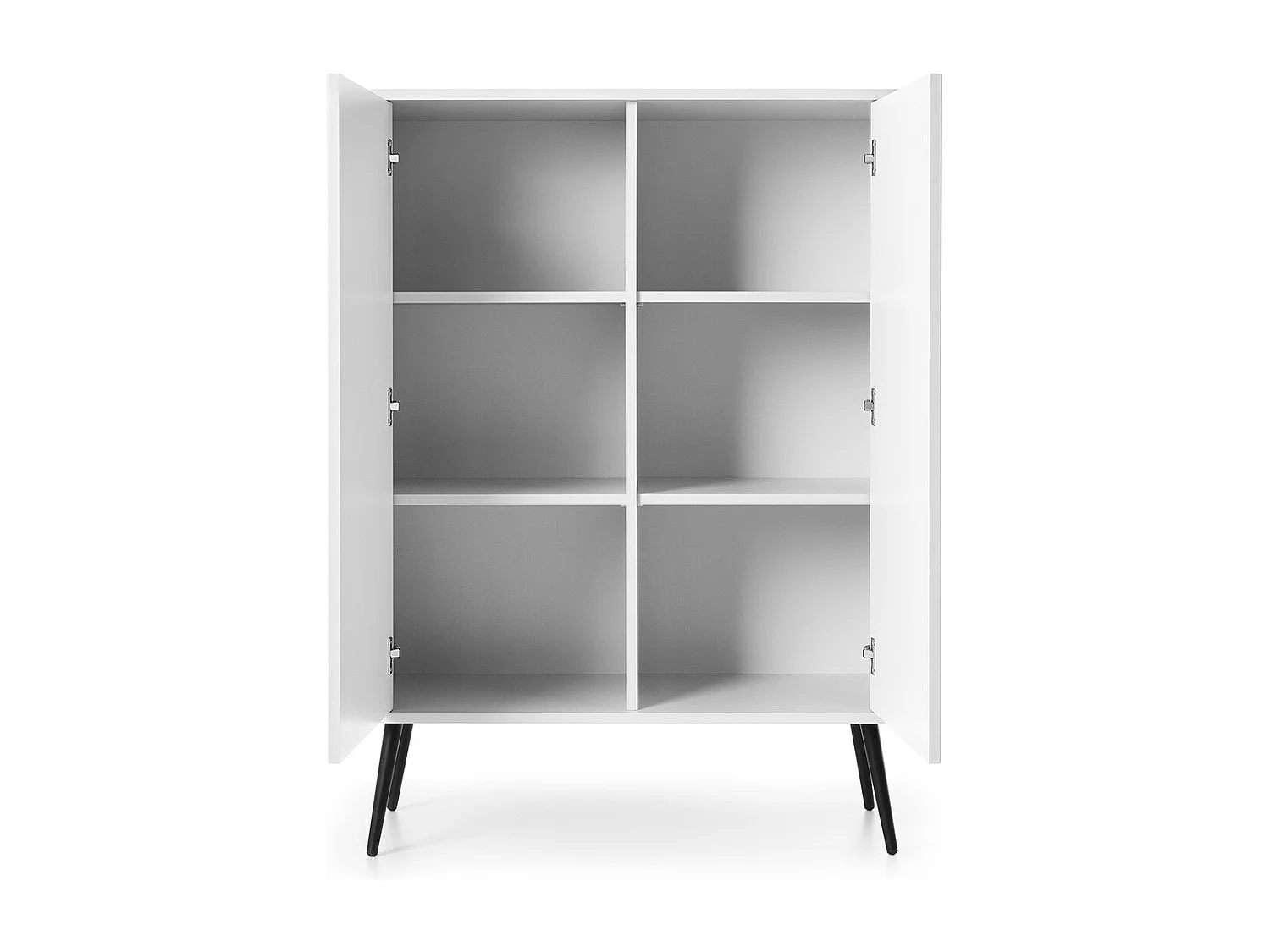Dressoir 100 cm Gerly - commode met geribbelde fronten, 2 deuren, wit + zwart