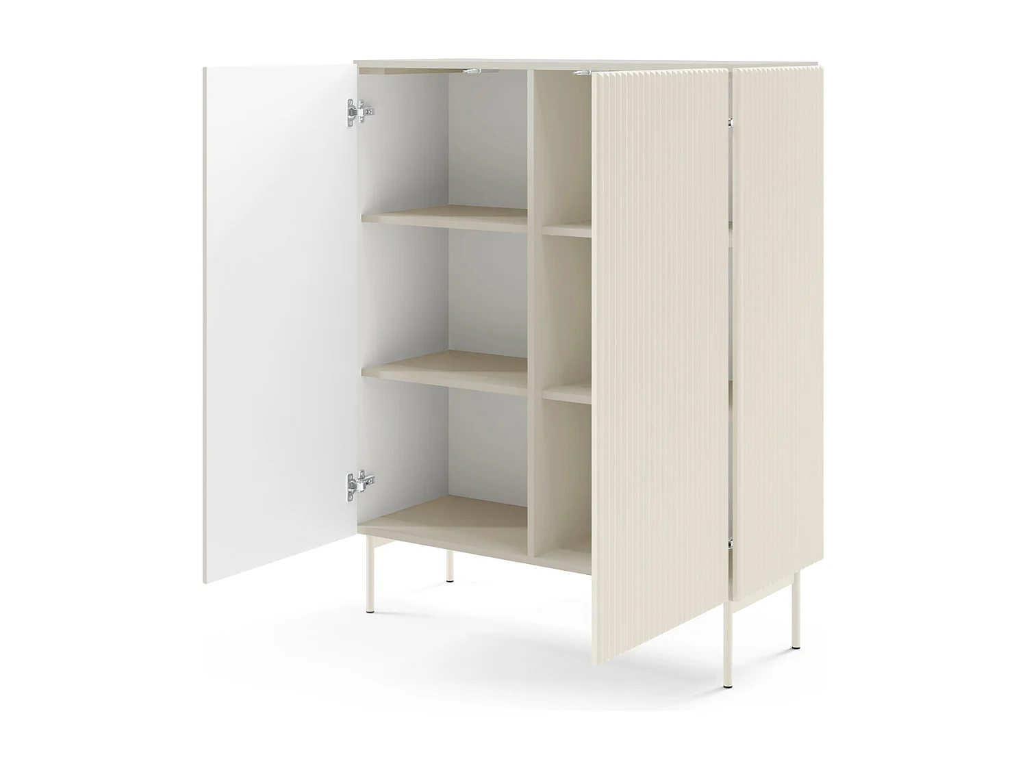 Commode kasjmier 100 cm Galiano op hoge poten - geribbelde, hoge commode voor de woonkamer