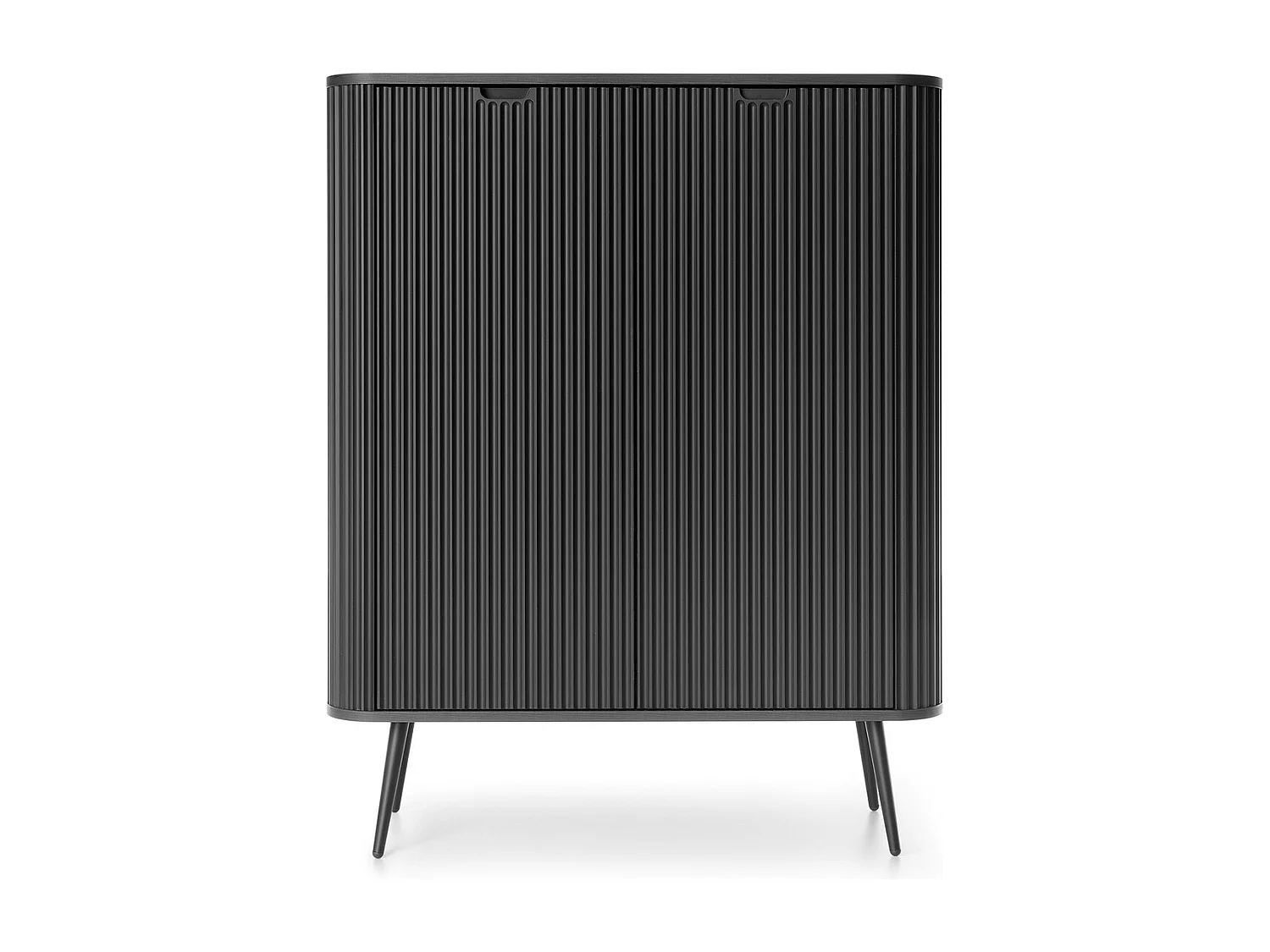 Dressoir 100 cm Gerly - commode met geribbelde fronten, 2 deuren, zwart