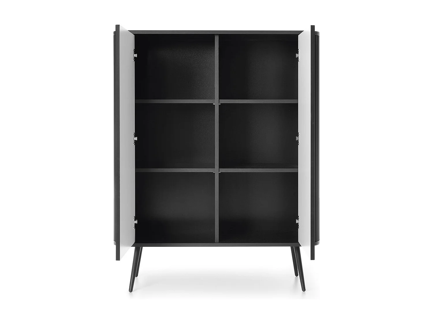 Dressoir 100 cm Gerly - commode met geribbelde fronten, 2 deuren, zwart