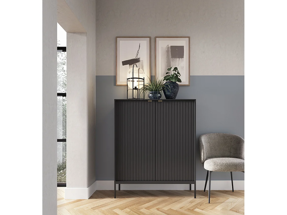 Dressoir met 2 deuren Galla - sideboard 100 cm, loftstijl, modern, zwart