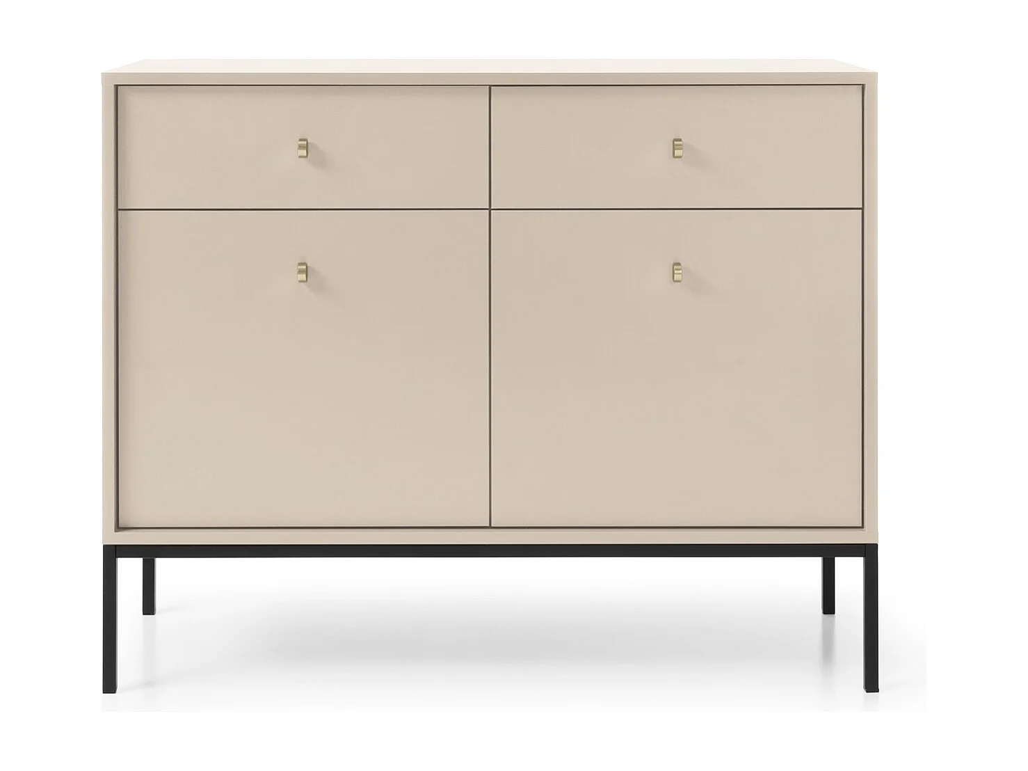 Commode met lades Monti op poten - 2 deuren, 100 cm, beige + zwart
