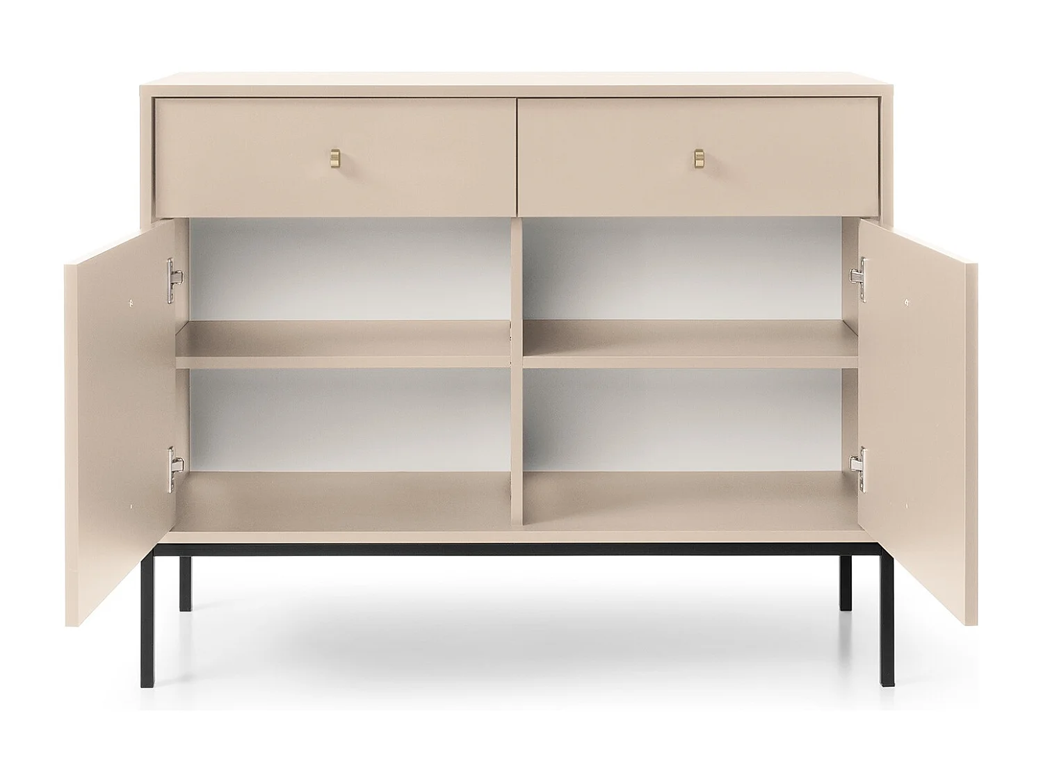 Commode met lades Monti op poten - 2 deuren, 100 cm, beige + zwart