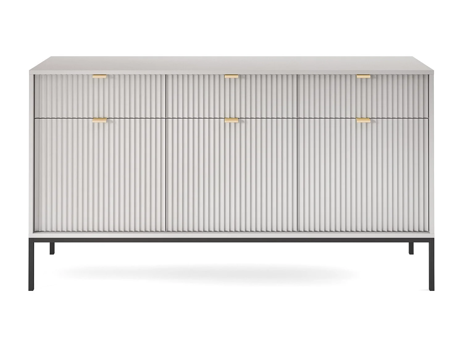 Woonkamerkast Galla - dressoir 150 cm met lades, grijs + zwart