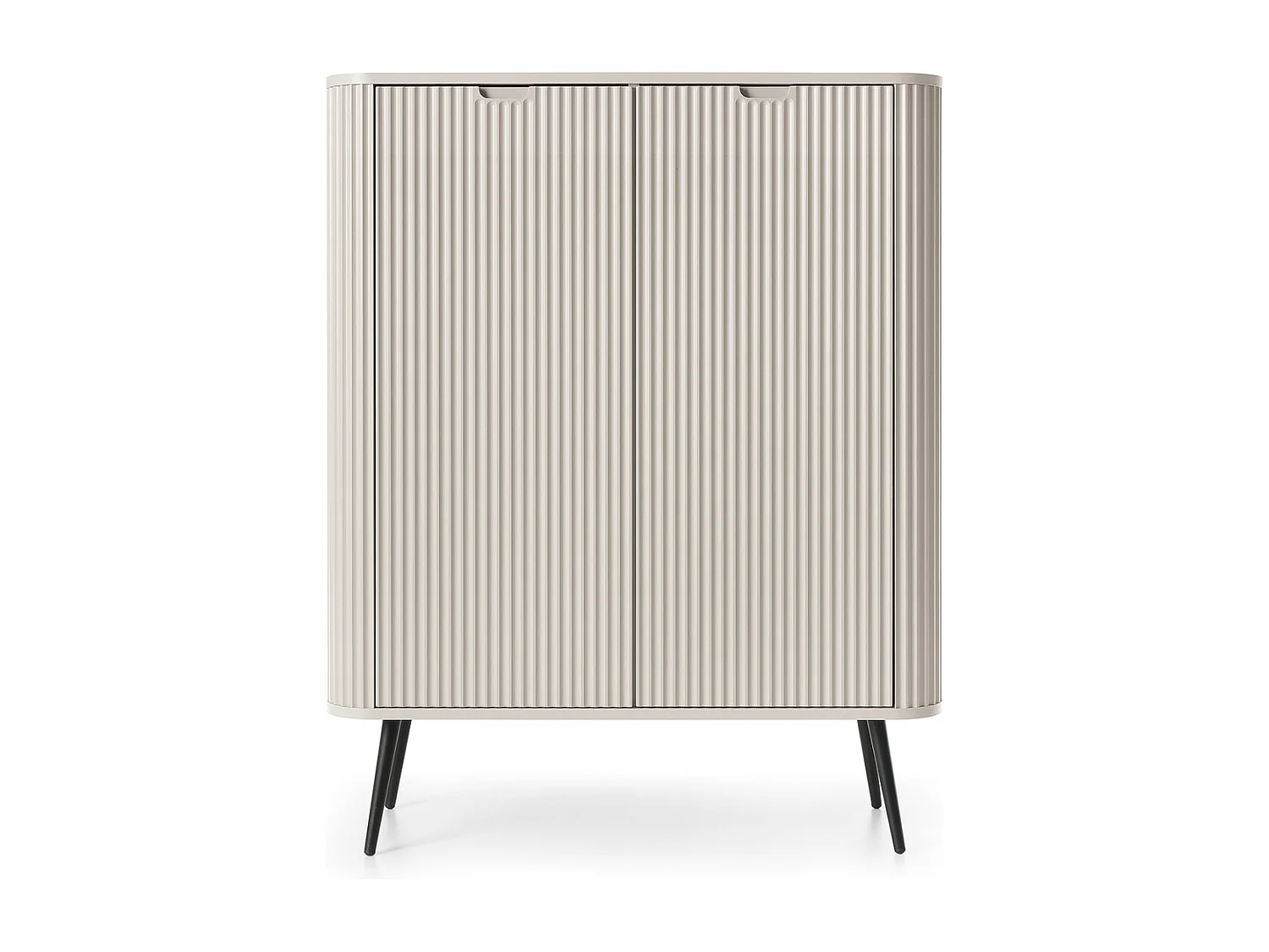 Dressoir 100 cm Gerly - commode met geribbelde fronten, 2 deuren, kasjmier + zwart