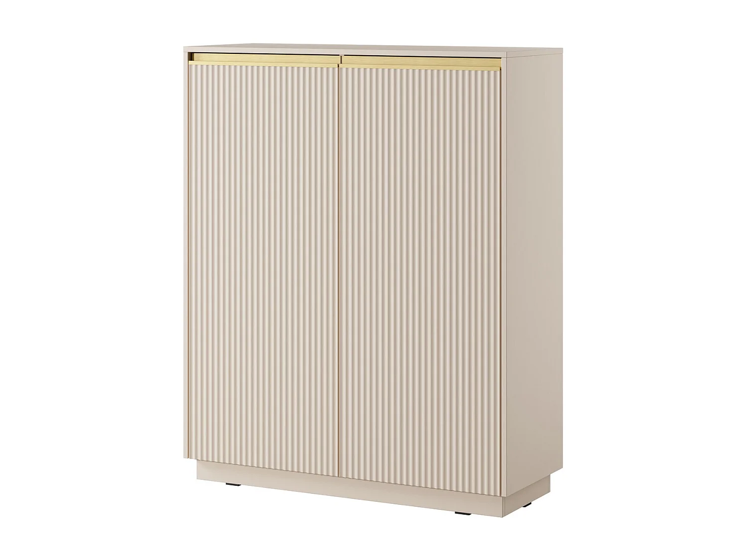 Commode haute 130 cm Baron - façades rainurées, commode 2 portes - beige