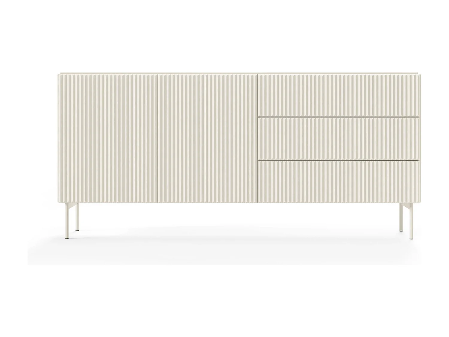 Commode avec tiroirs 177 cm Galiano - 2 portes, pieds hauts, commode rainurée cachemire