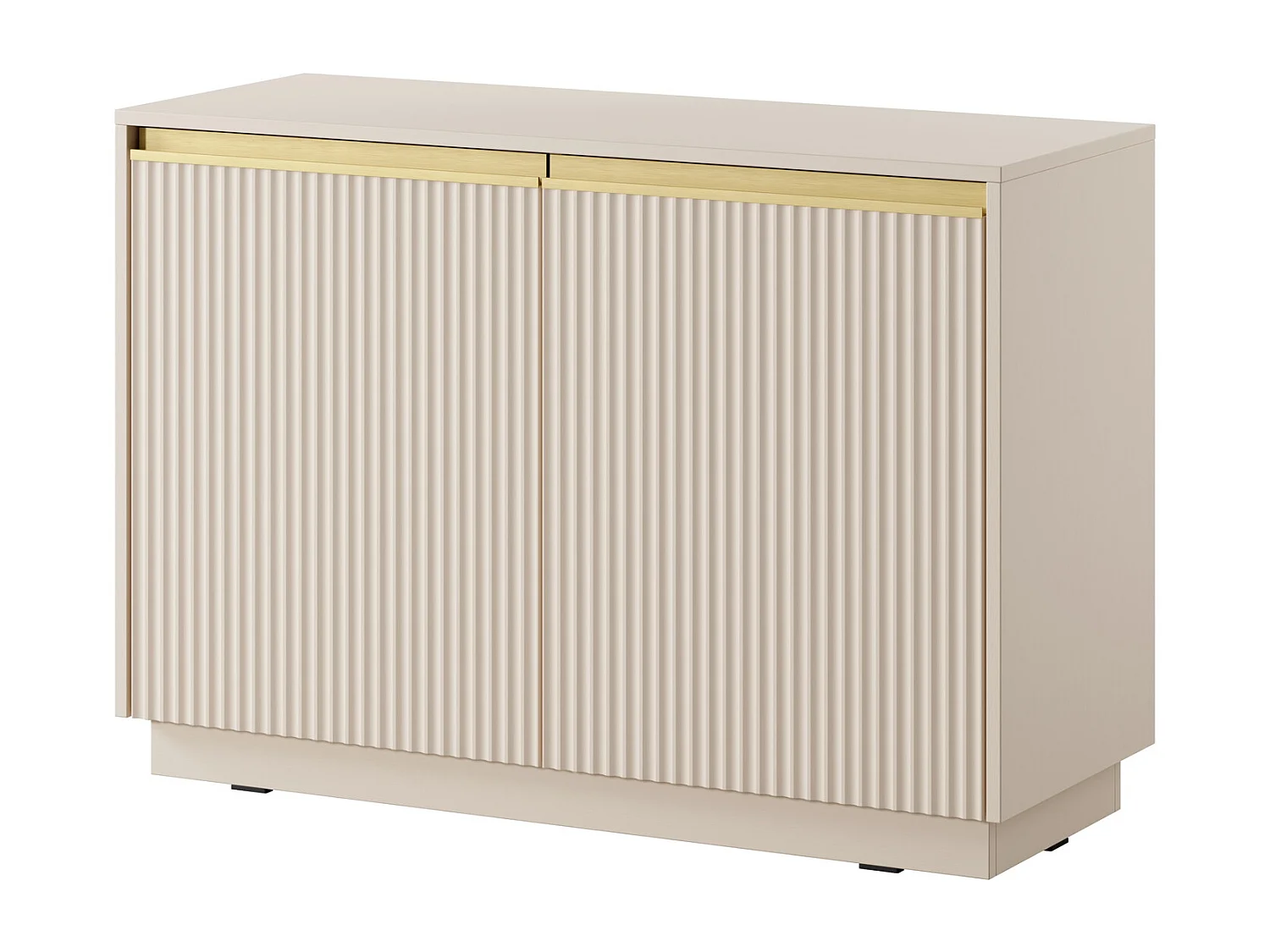 Kleine 2-deurs commode Baron - geribbelde fronten, soft-close, 100 cm, beige