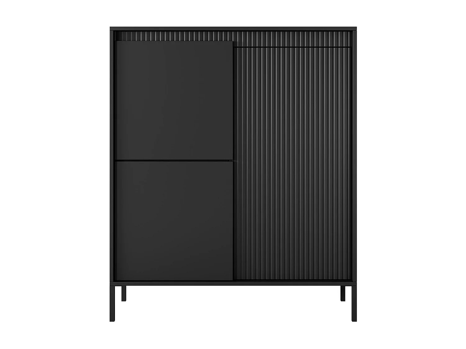 Commode noire 105 cm Santori - pieds hauts, commode à trois portes