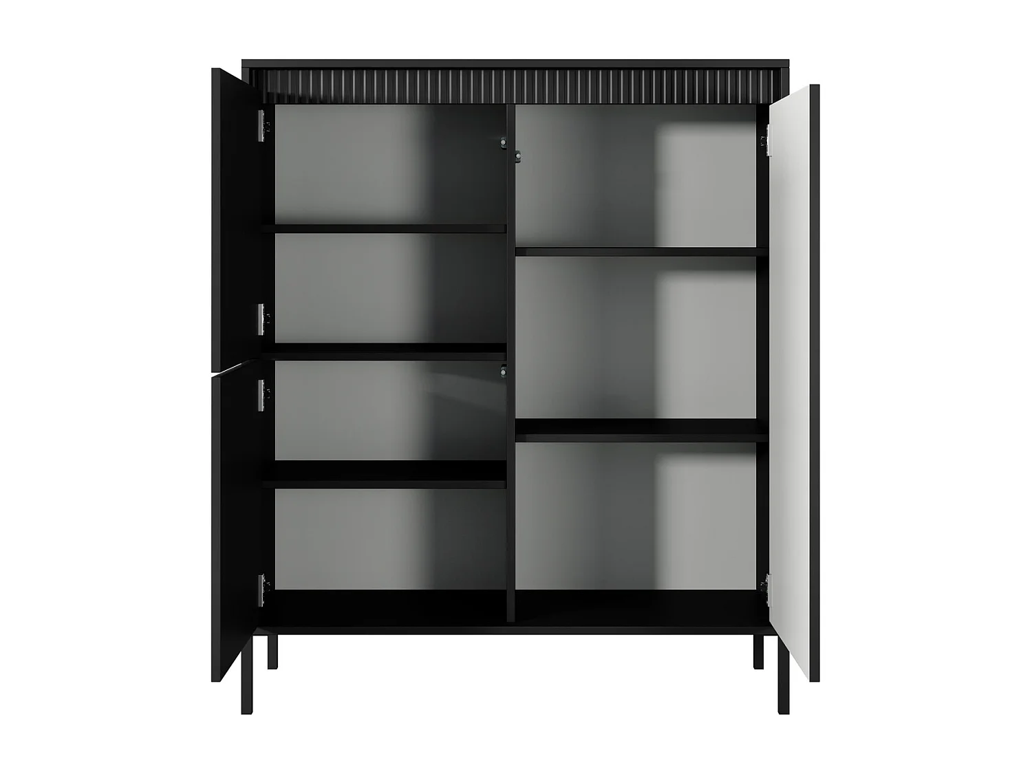 Commode noire 105 cm Santori - pieds hauts, commode à trois portes
