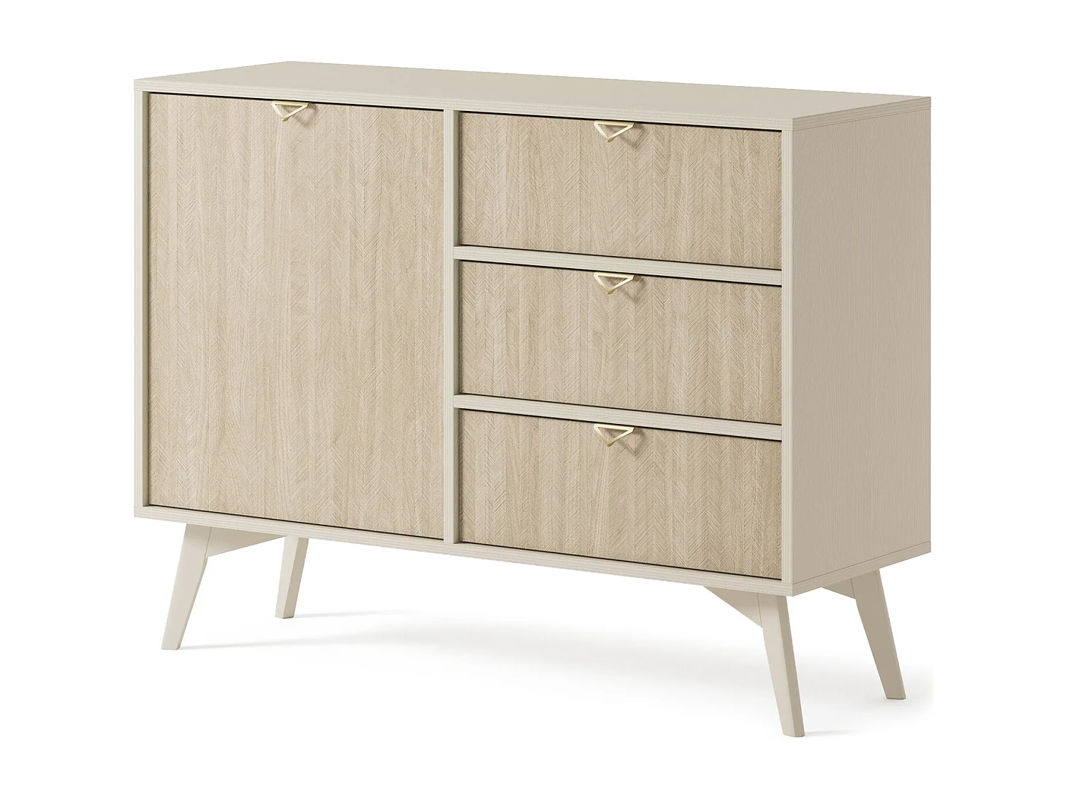 Komoda 100 cm Wood - Komoda do salonu, na nóżkach - styl nowoczesny, Beżowy