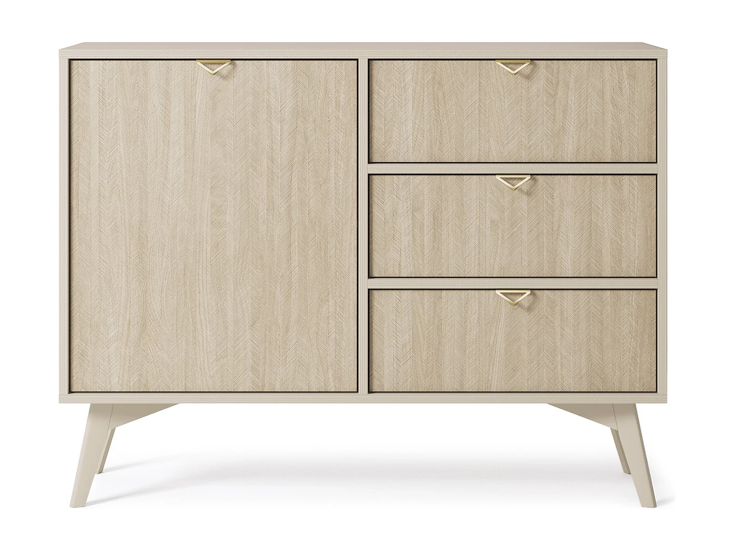 Komoda 100 cm Wood - Komoda do salonu, na nóżkach - styl nowoczesny, Beżowy