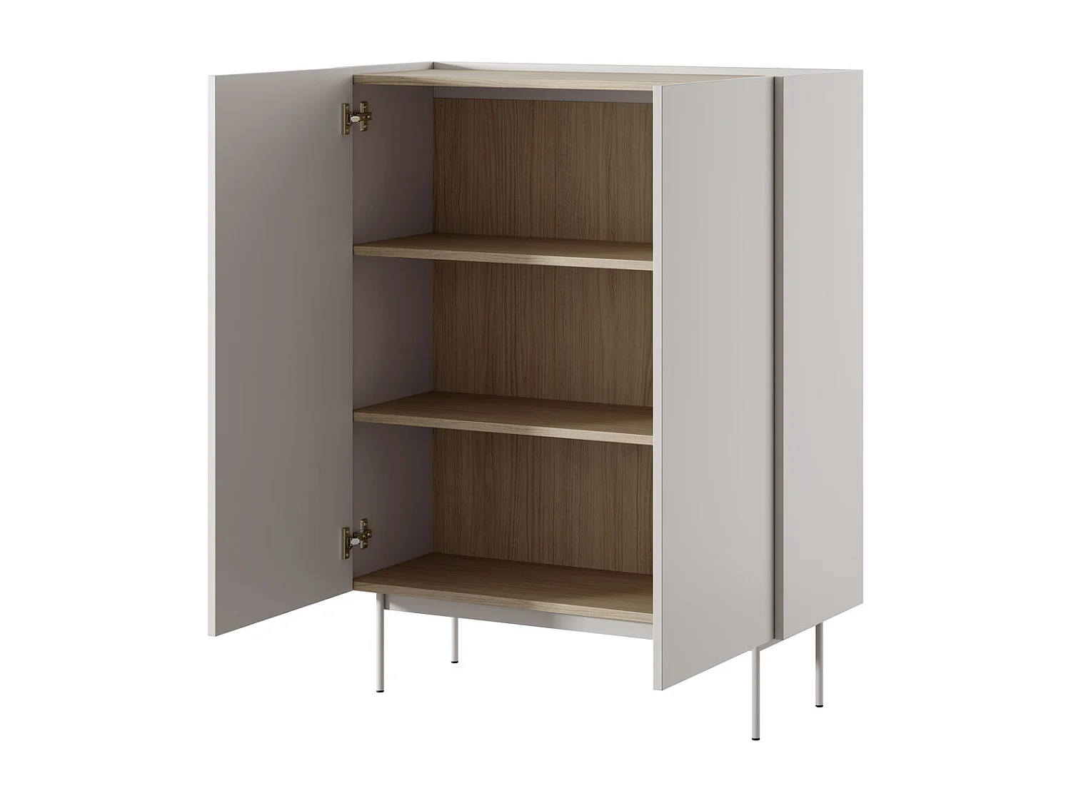 Commode haute 120 cm Laris - buffet 2 portes sur pieds, cachemire