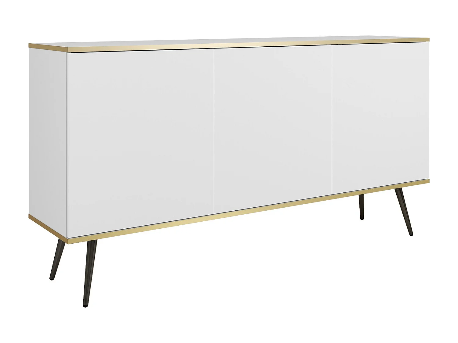 Driedelige commode Rodi 160 cm, voor de woonkamer op poten - wit + zwart
