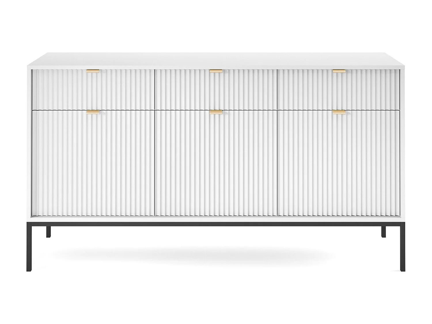 Woonkamerkast Galla - dressoir 150 cm met lades, wit + zwart