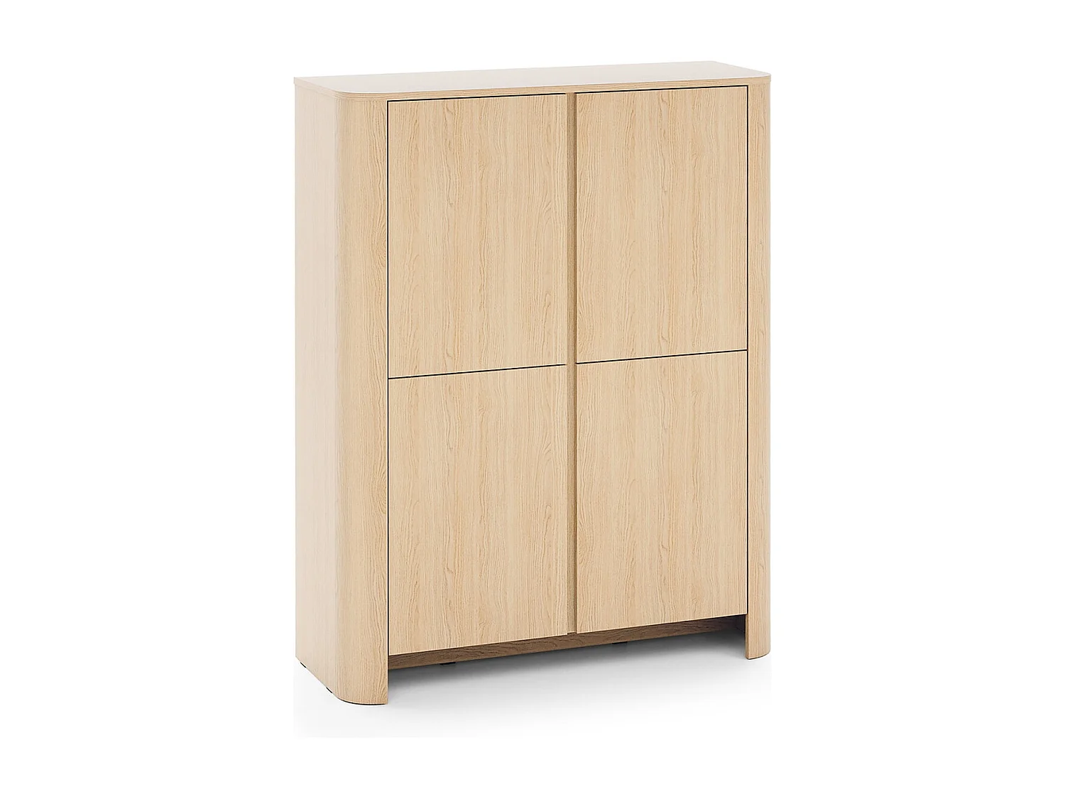 Commode haute 130 cm Mezzano, quatre portes, pour le salon - commode en bois, chêne Vicenza