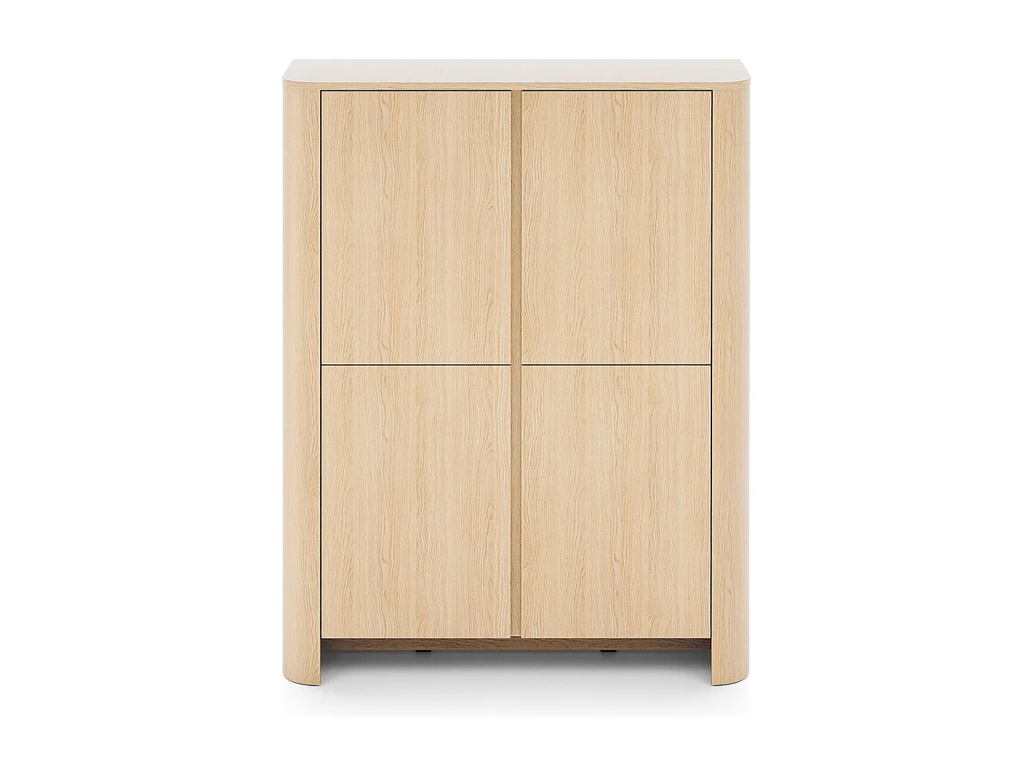 Commode haute 130 cm Mezzano, quatre portes, pour le salon - commode en bois, chêne Vicenza