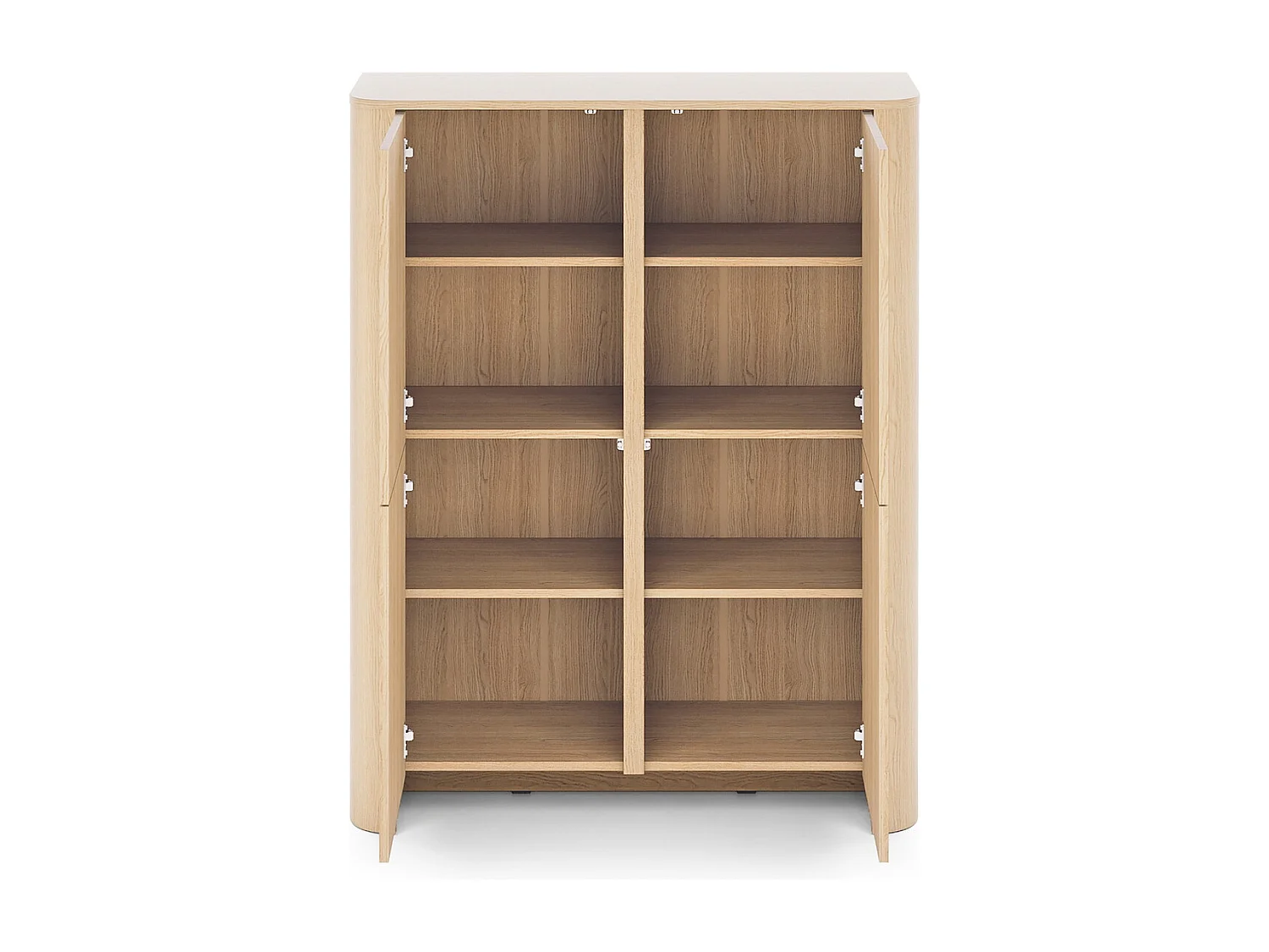 Commode haute 130 cm Mezzano, quatre portes, pour le salon - commode en bois, chêne Vicenza