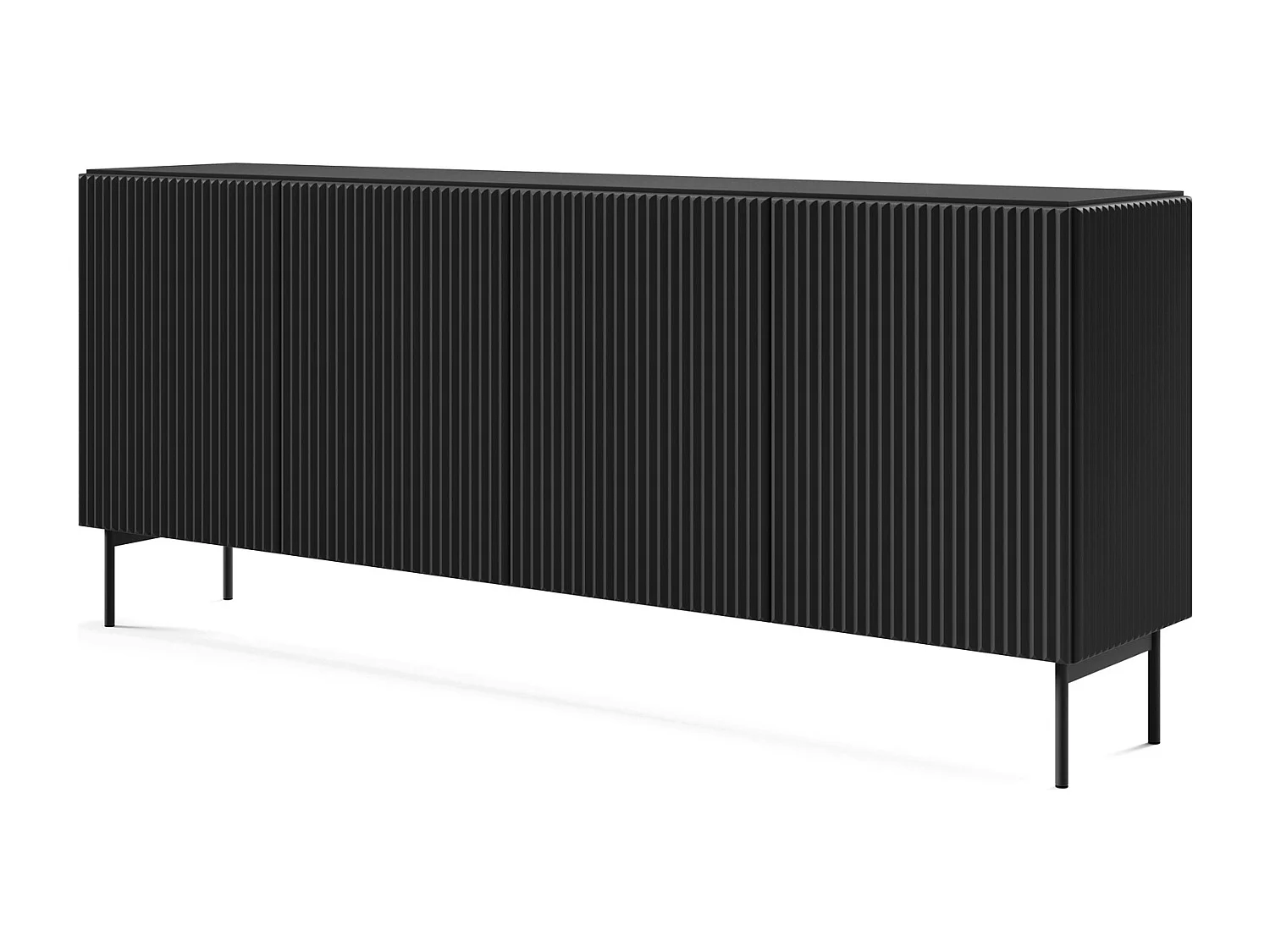 Commode 195 cm Galiano - 4 portes, pieds hauts - commode noir pour le salon