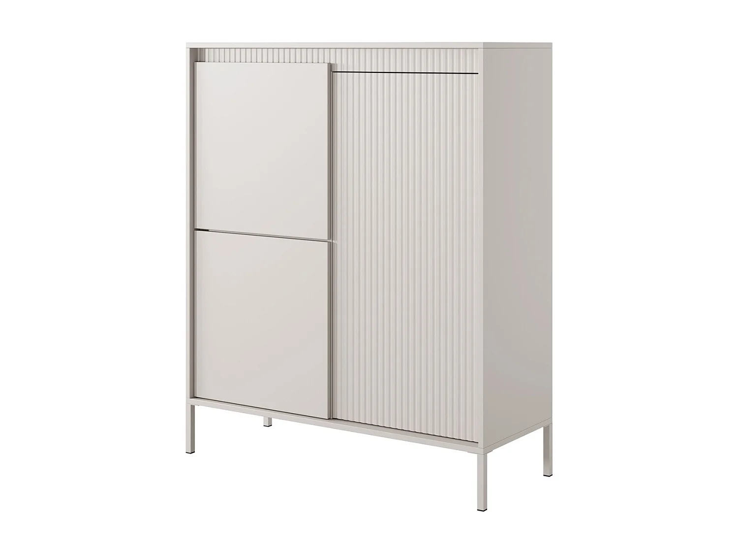 Commode beige 105 cm Santori - pieds hauts, commode à trois portes