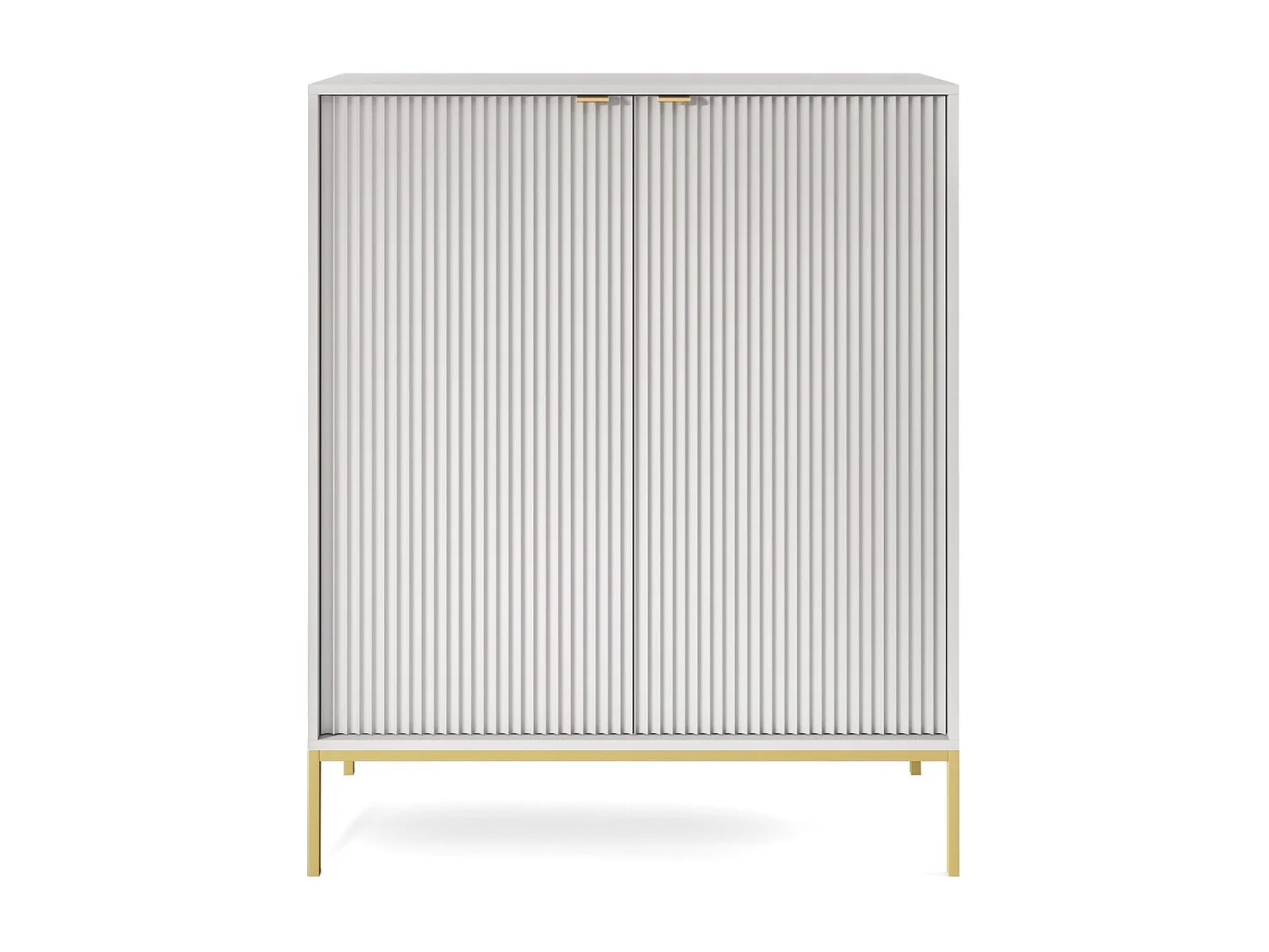 Commode 100 cm Galla - Commode 2 portes pour salon - style moderne, Gris + Or