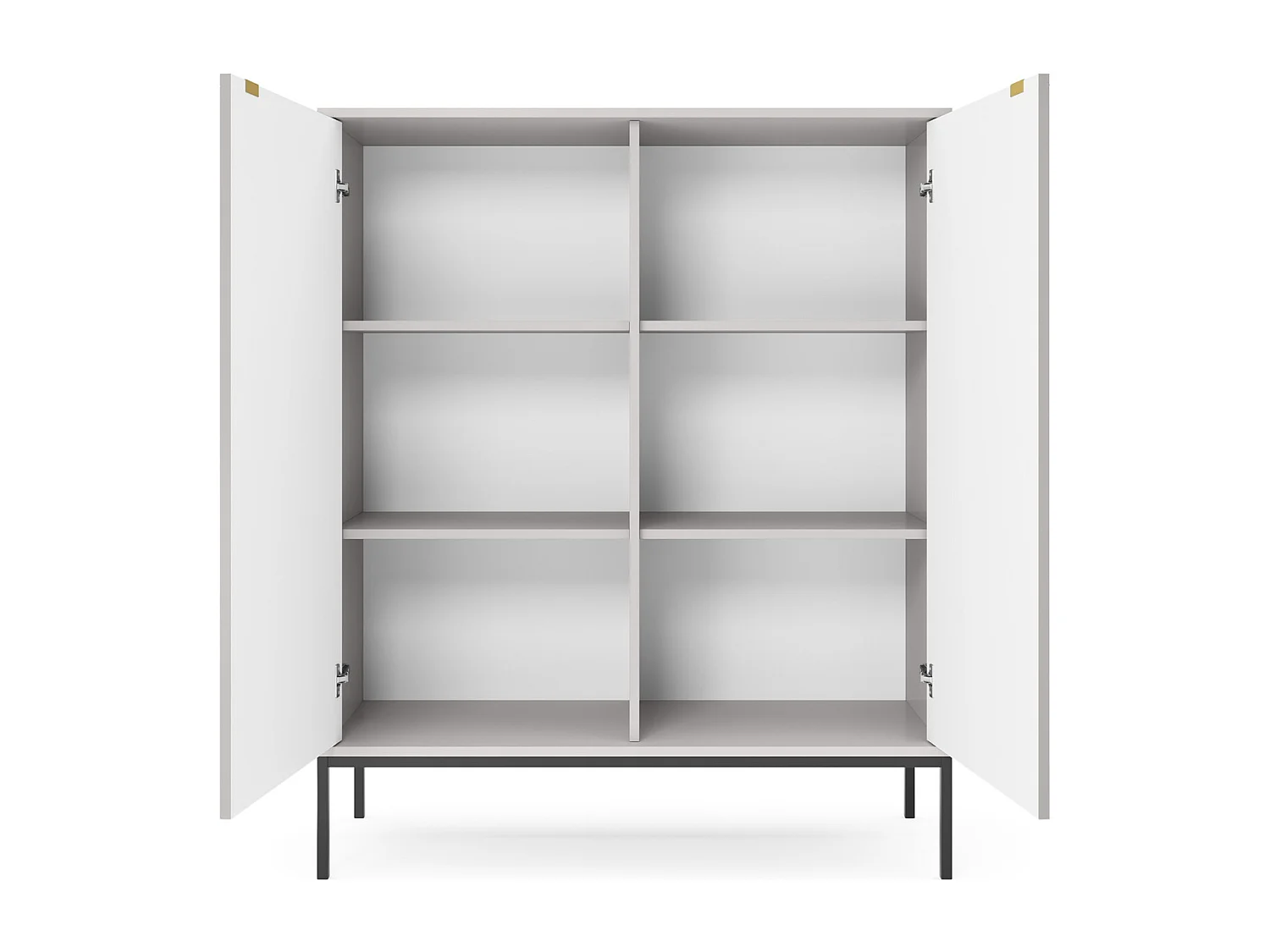Commode 100 cm Galla - Commode 2 portes pour salon - style moderne, Gris + Or